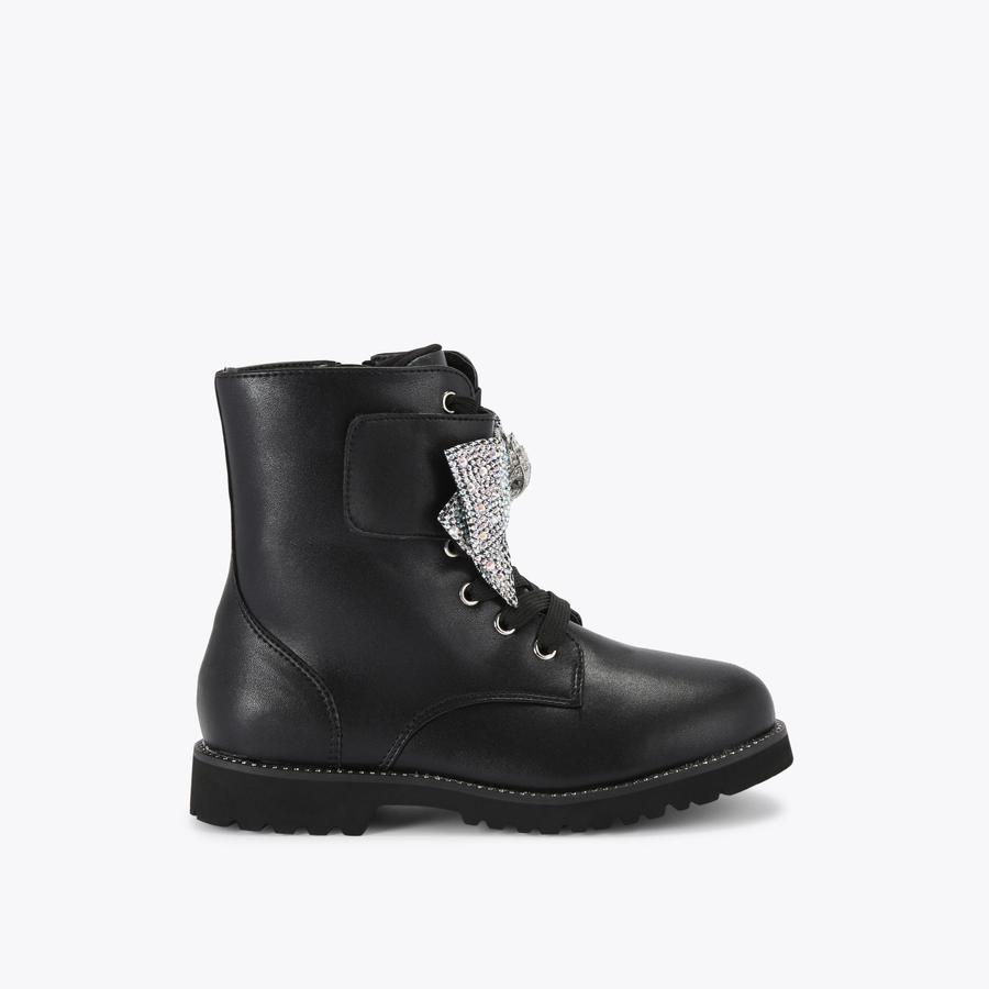KENSINGTON STRAP BOW Black Leather Boots by KURT GEIGER LONDON