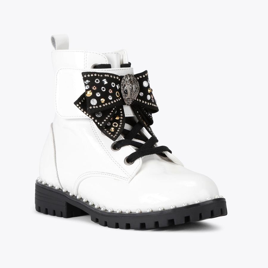 KENSINGTON STRAP BOW White Leather Lace Up Shoe by KURT