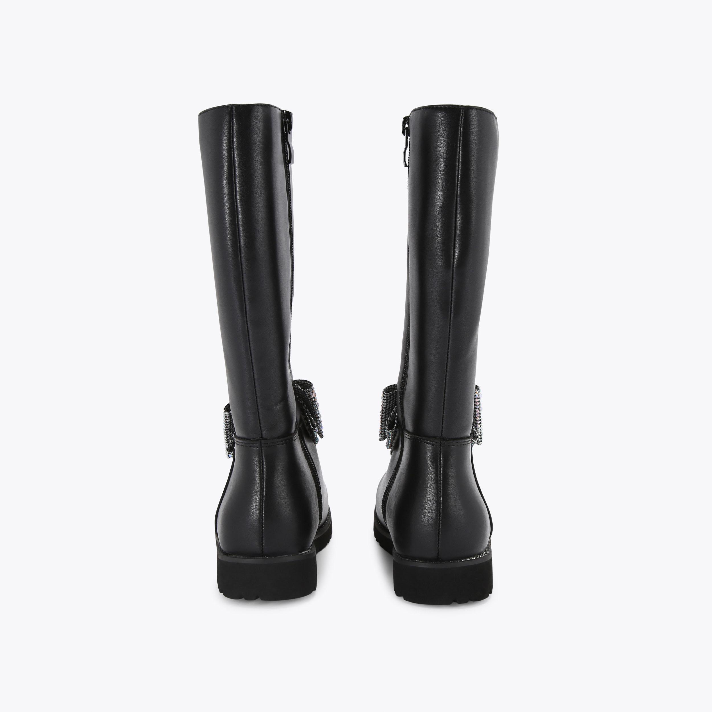 KENSINGTON HIGH LEG BOW Black Leather Knee High Boot by KURT GEIGER LONDON