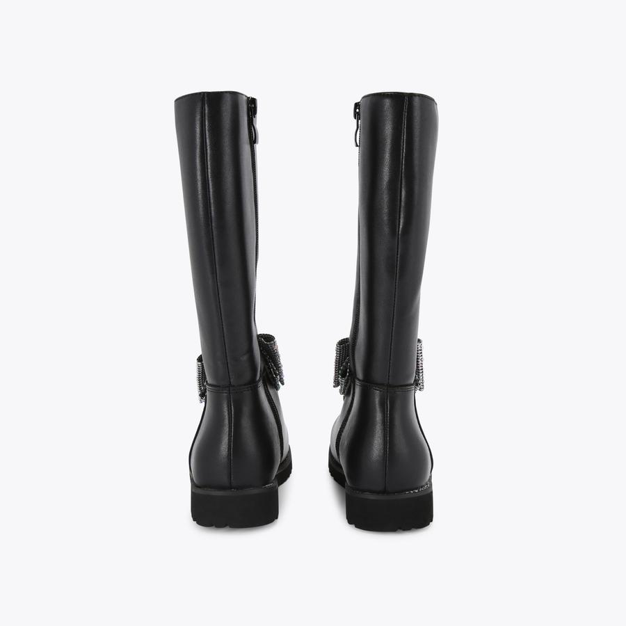 KENSINGTON HIGH LEG BOW Black Leather Knee High Boot by KURT
