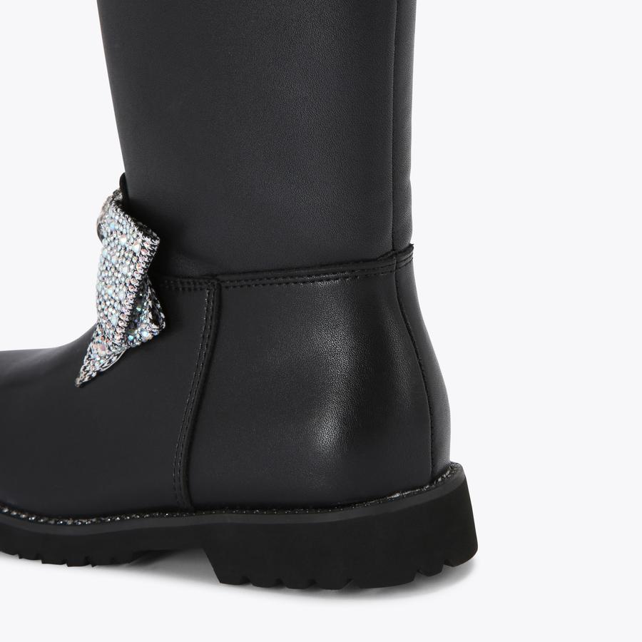 KENSINGTON HIGH LEG BOW Black Leather Knee High Boot by KURT