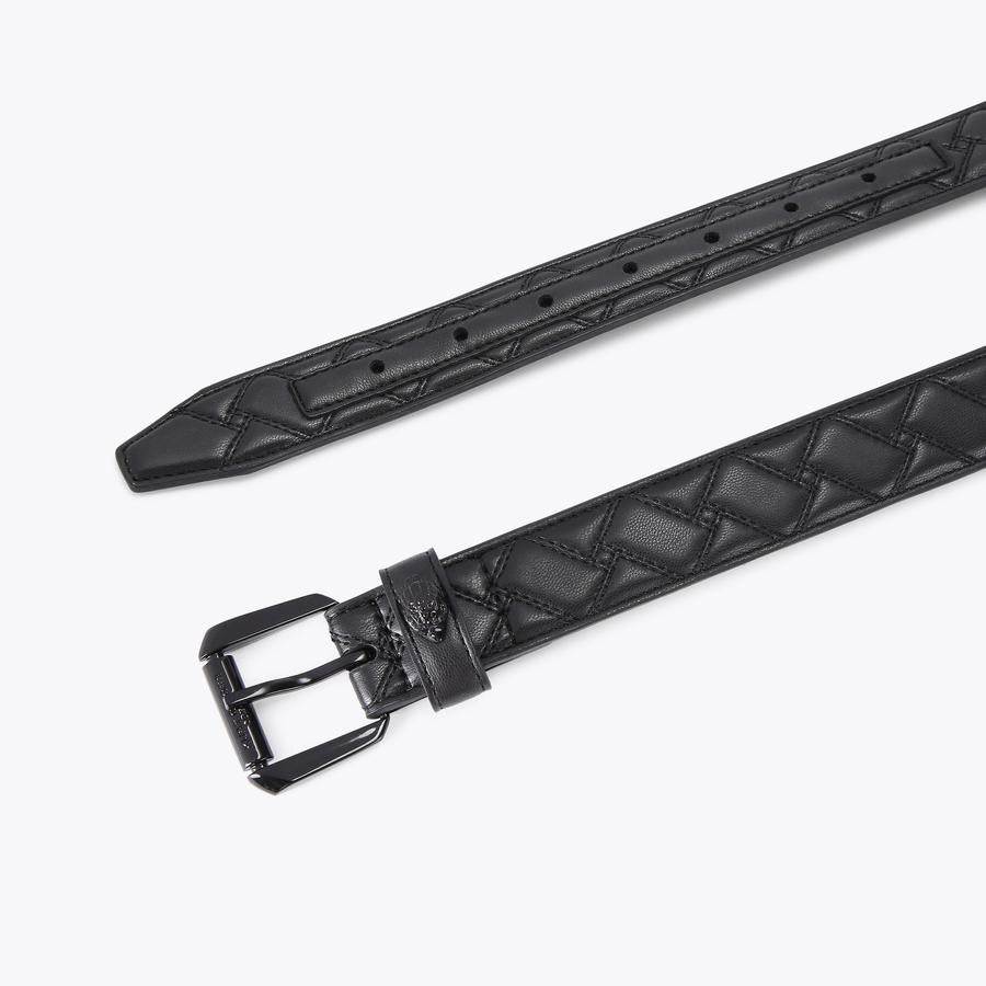 Kensington Black Quilted Leather Belt | Kurt Geiger display picture 2