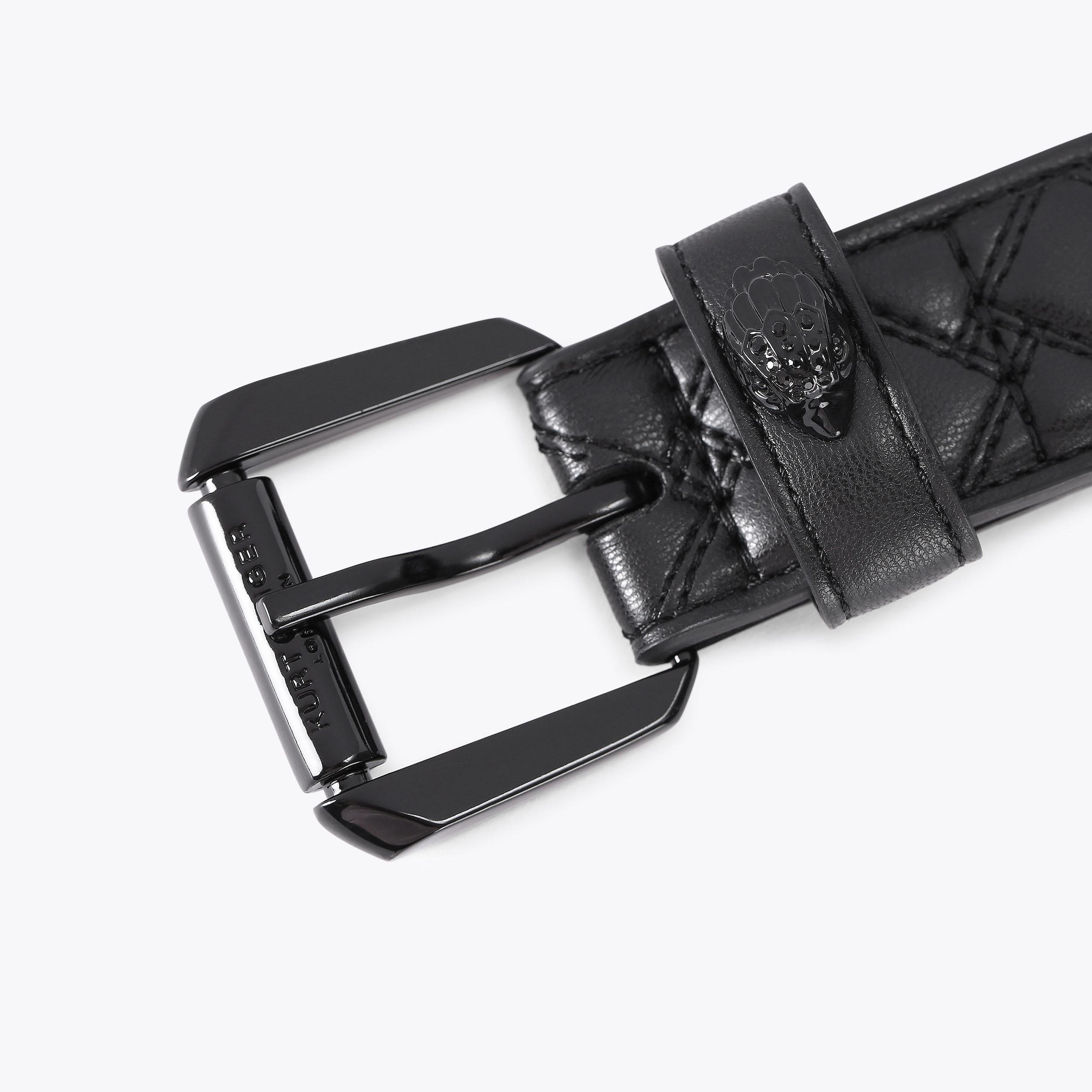 KENSINGTON 30 BELT Black Leather Quilted Belt by KURT GEIGER