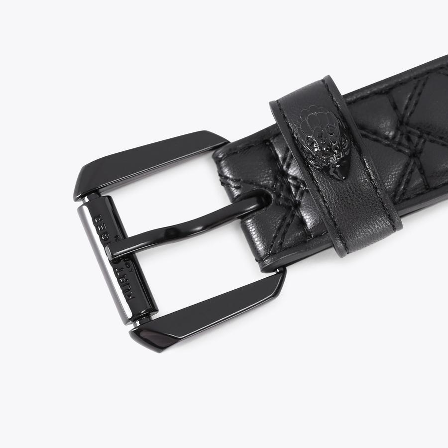 Kensington Black Quilted Leather Belt | Kurt Geiger display picture 2