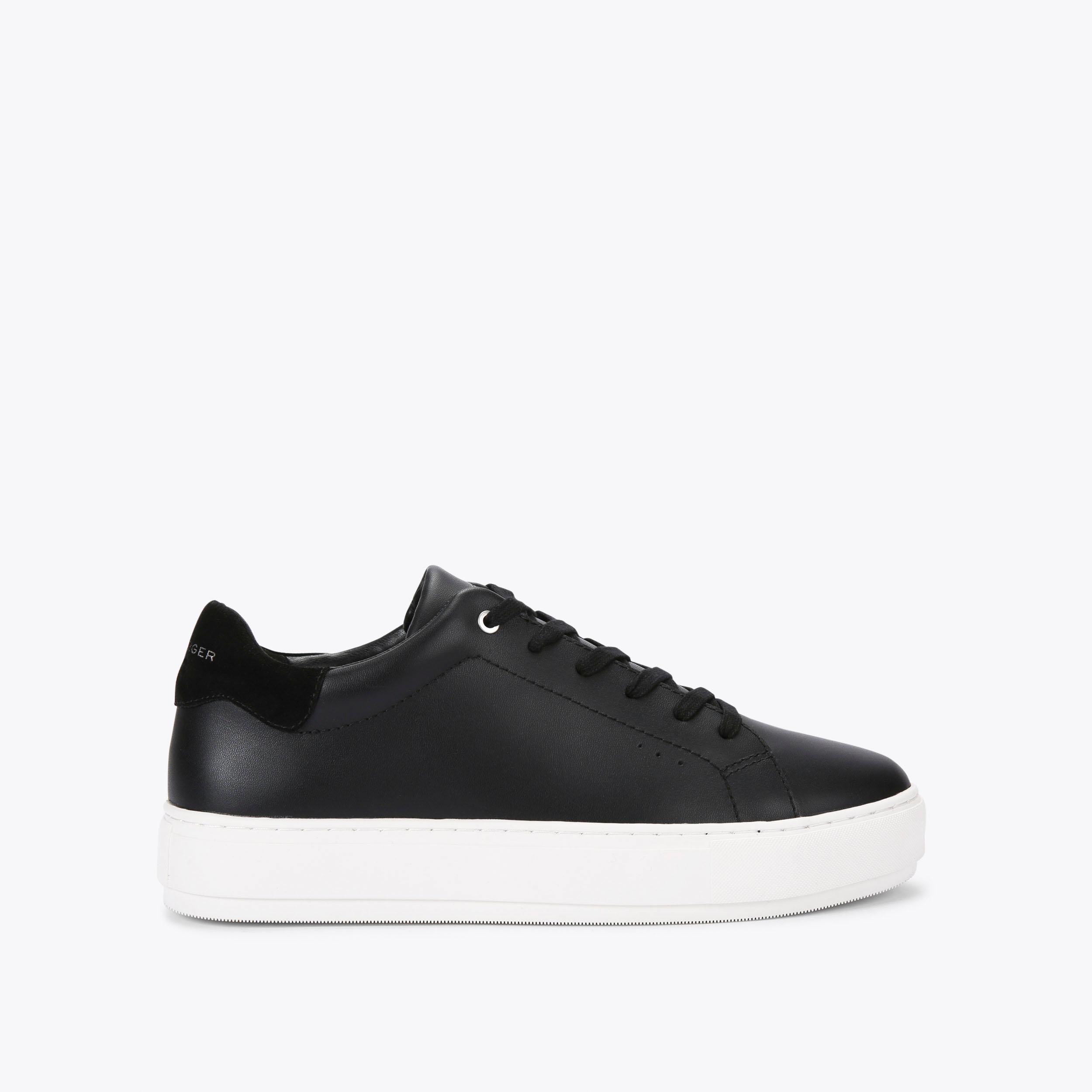 LENNON Black Leather Lace Up Sneakers by KURT GEIGER LONDON