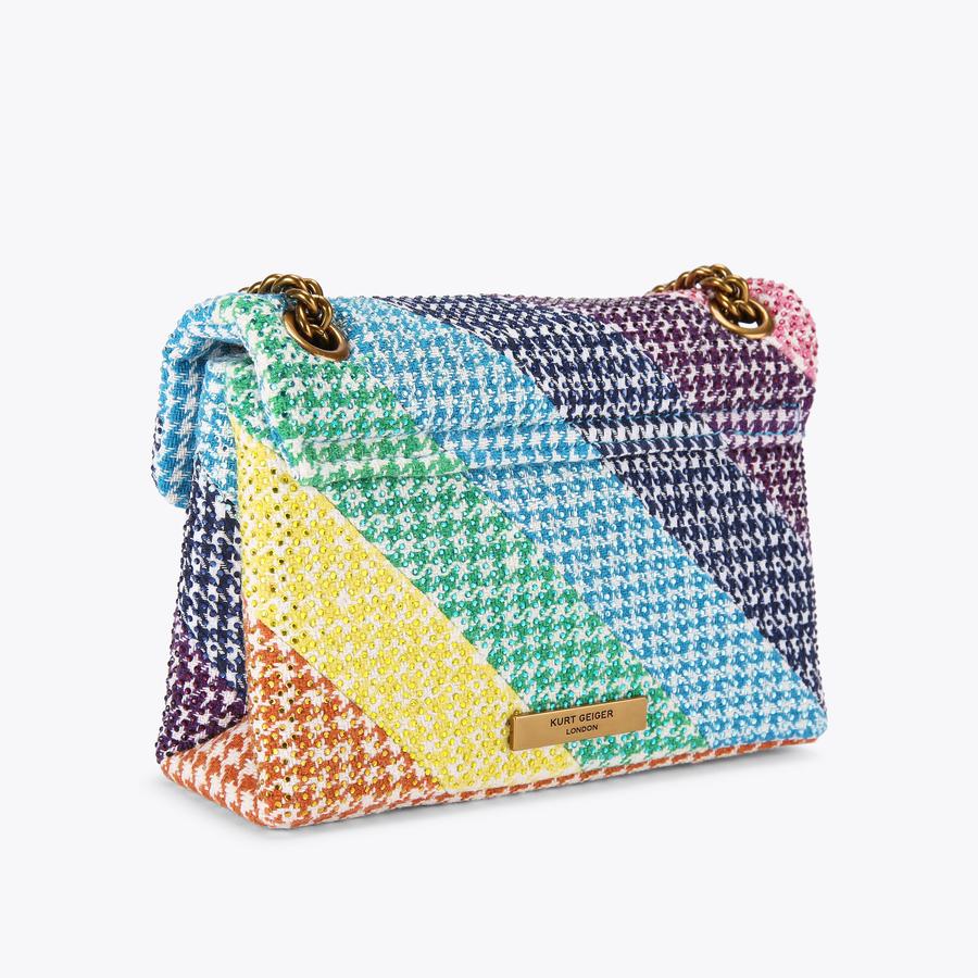 FABRIC MINI KENSINGTON Rainbow Crystal Cross Body Purse by