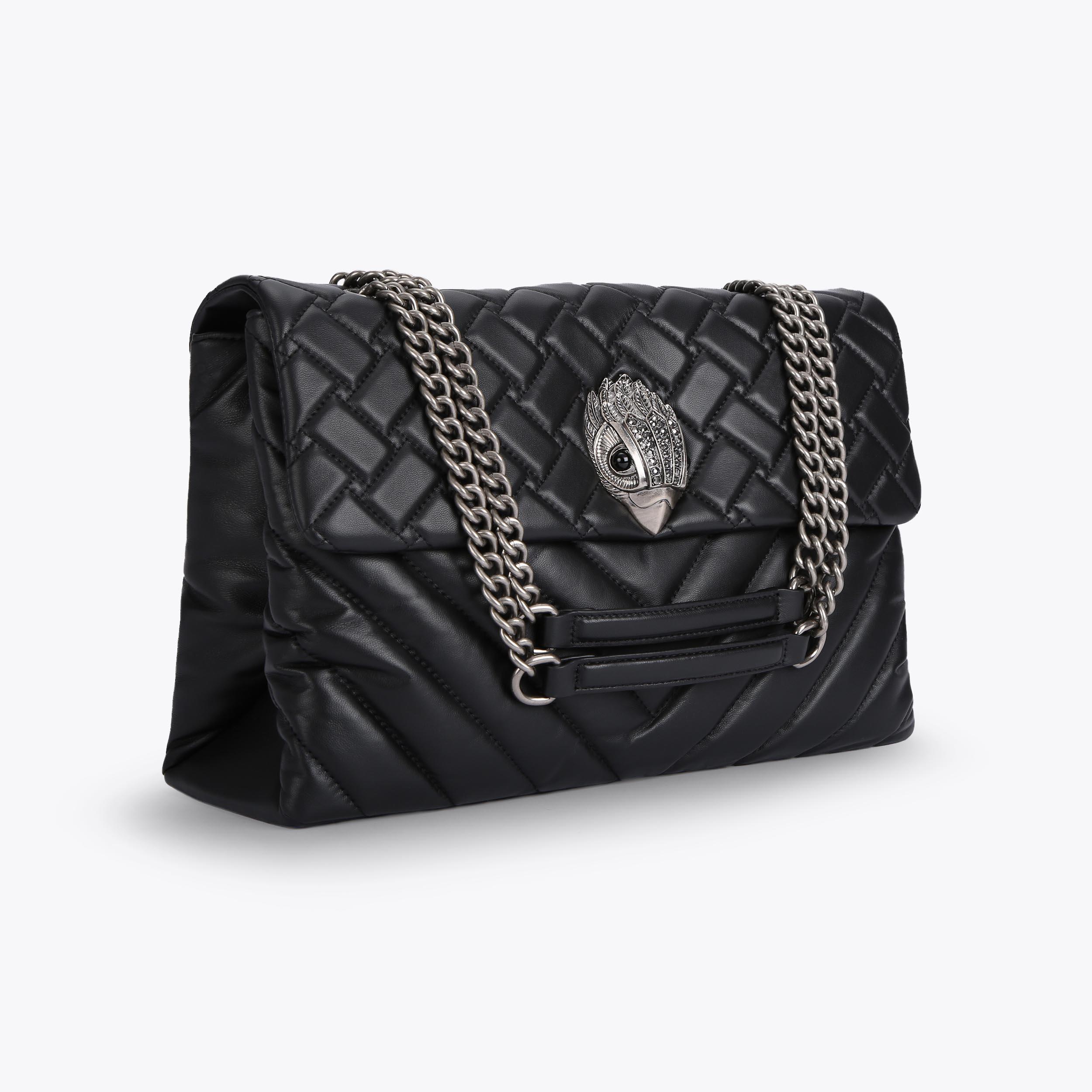 LTHR XXL KENSINGTON BAG Gunmetal Black Quilted Leather Bag by KURT