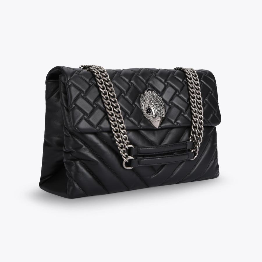 LTHR XXL KENSINGTON BAG Black Quilted Leather Purse by KURT GEIGER
