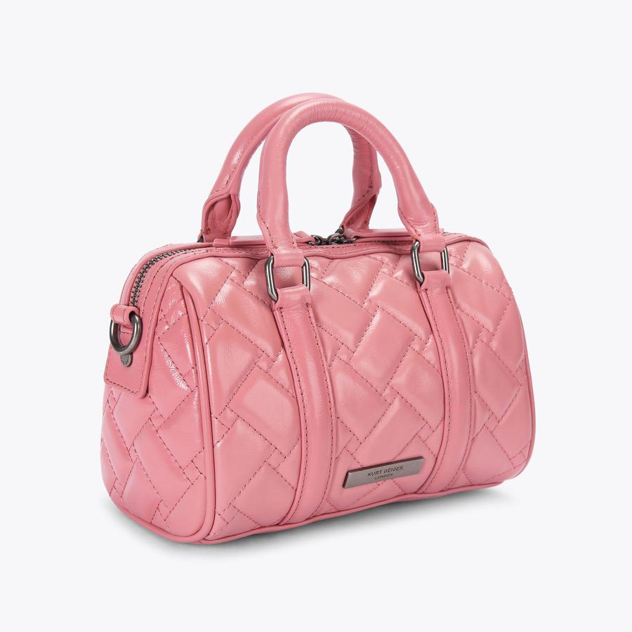 ショルダーバッグ・ポシェット ^LEATHERY^ Boston nylon shoulder bag PALE PINK LRBG4101PLPK KENSINGTON SM BOSTON Pink Leather Bowling Bag by KURT GEIGER