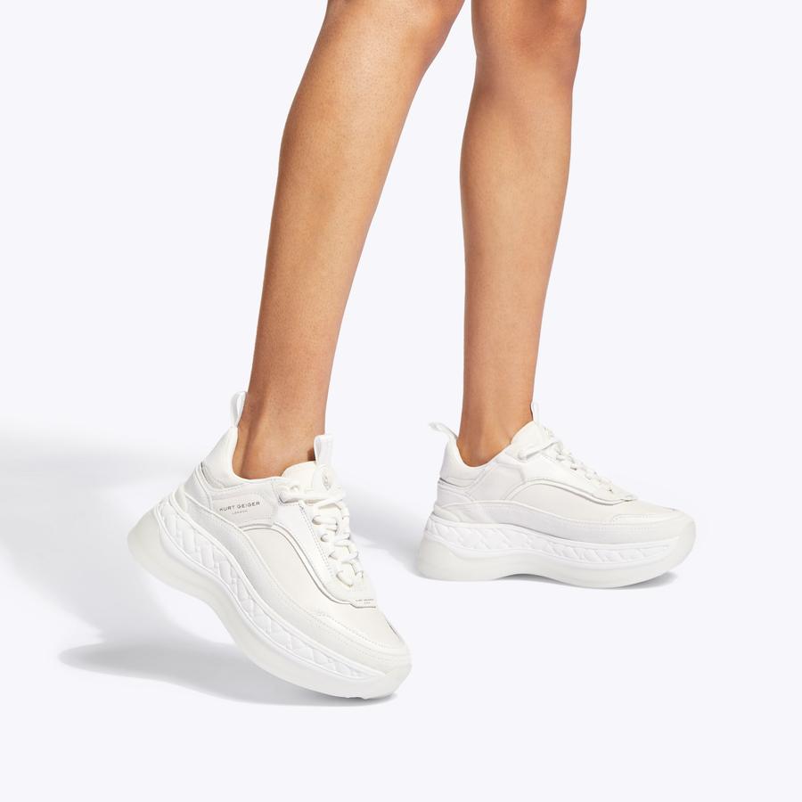 KENSINGTON PUMP SNEAKER White Leather Trainer by KURT GEIGER