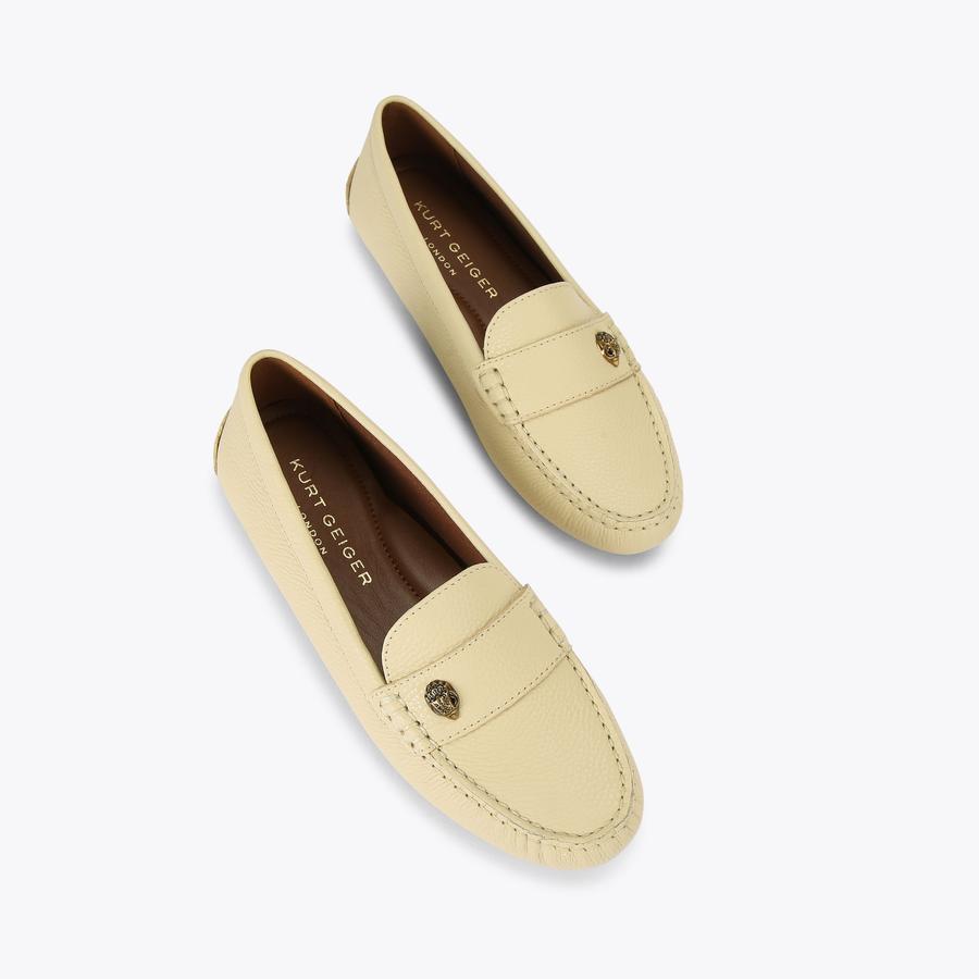 EAGLE DRIVER Cream Leather Slip On Shoes by KURT GEIGER LONDON