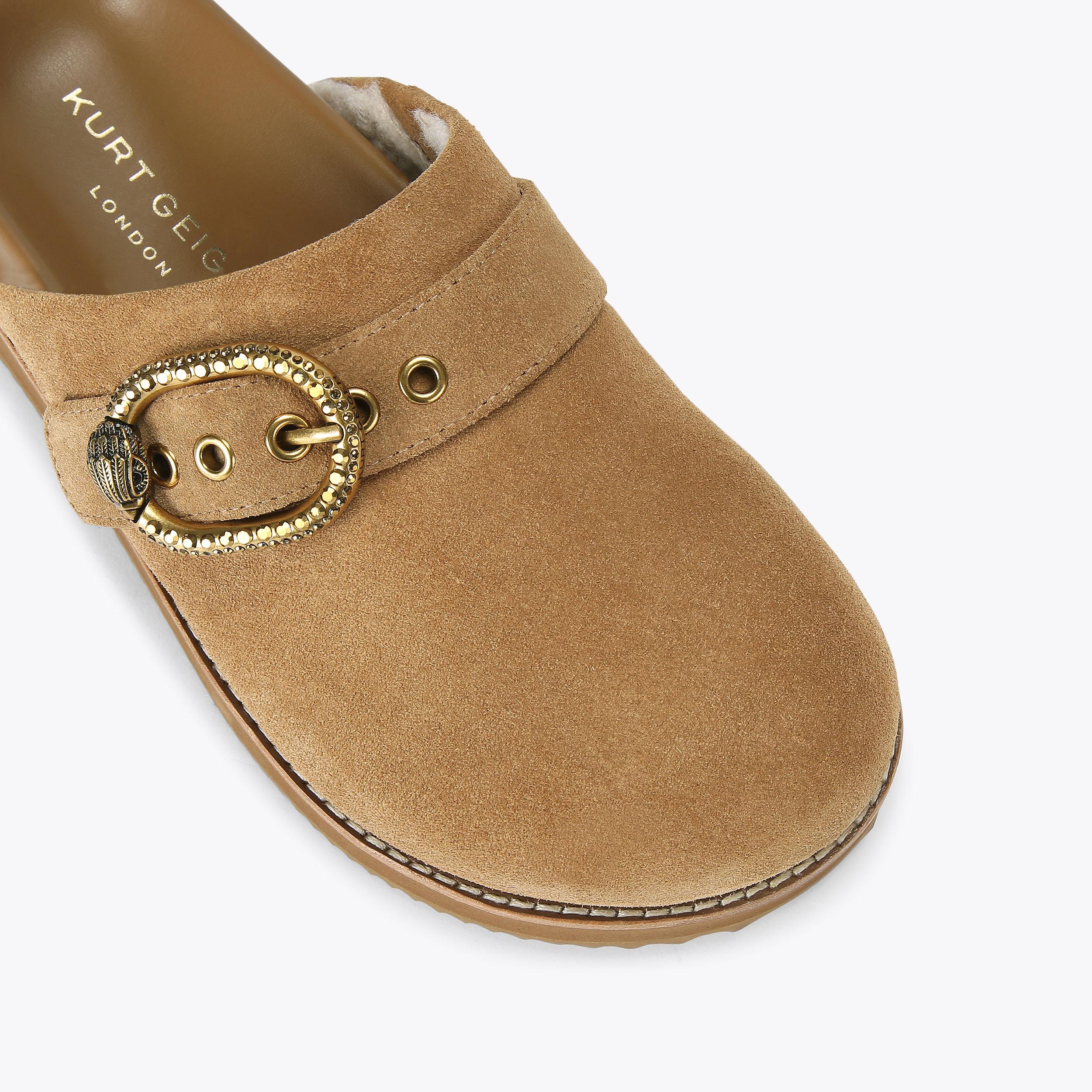 Tan suede mule shop