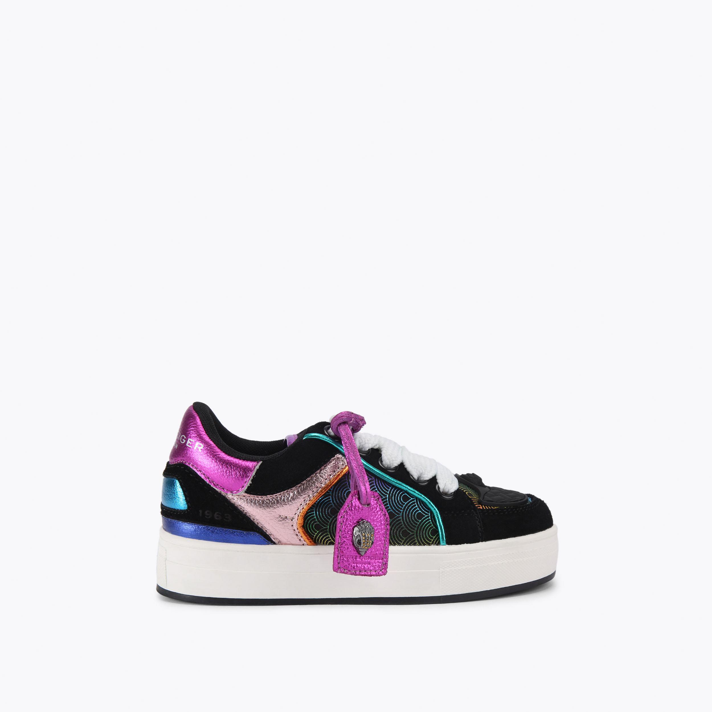 MINI SOUTHBANK TAG Black Rainbow Lace Up Sneaker by KURT GEIGER LONDON