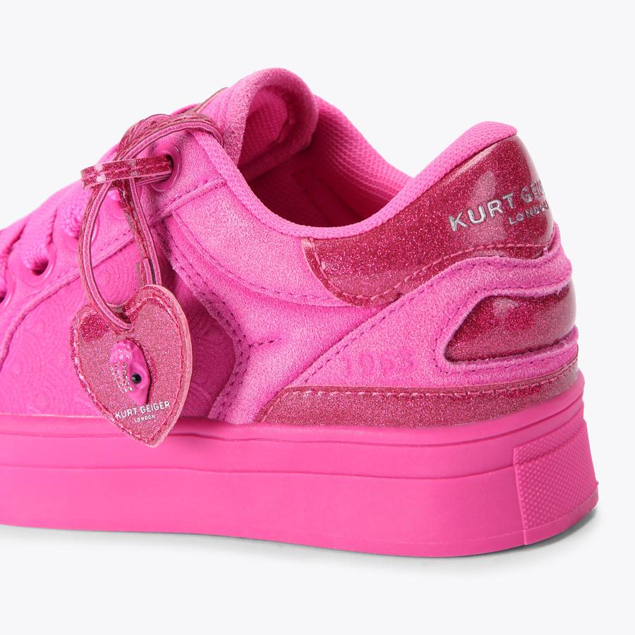 MINI SOUTHBANK TAG Fuchsia Leather Suede Sneaker by Kurt Geiger London