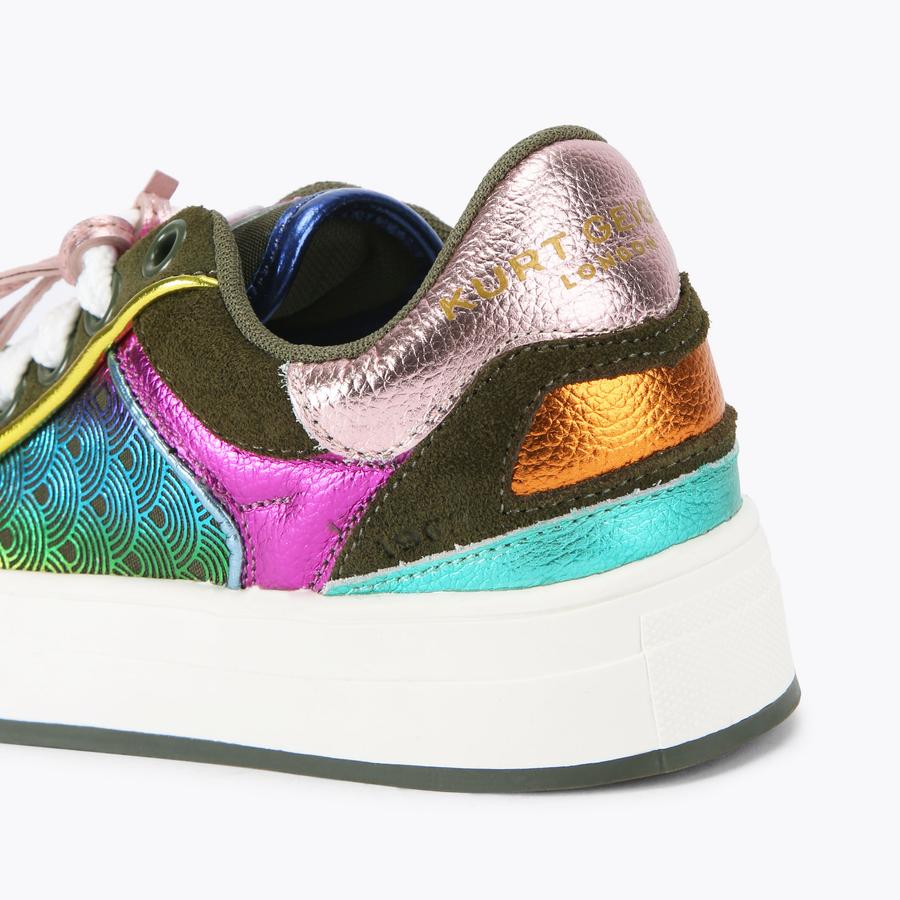 MINI SOUTHBANK TAG Khaki Rainbow Sneaker by KURT GEIGER LONDON