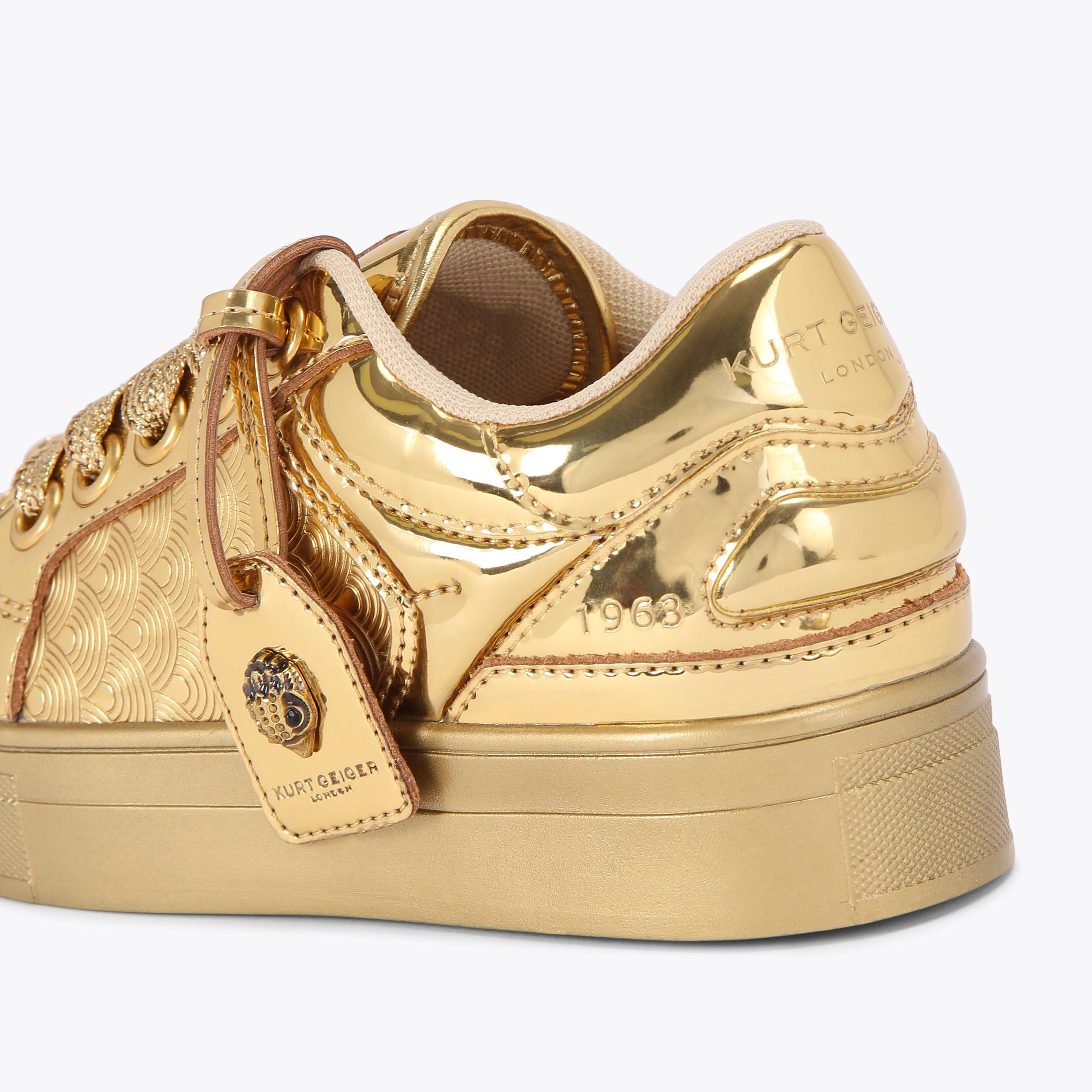 MINI SOUTHBANK TAG Gold Metallic Lace Up Sneaker by KURT GEIGER LONDON