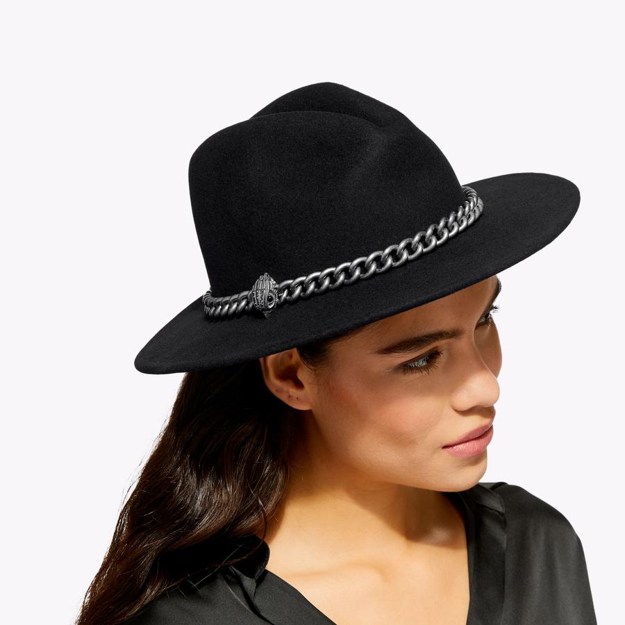 EAGLE CHAIN FEDORA Black Wool Fedora by KURT GEIGER LONDON display picture 1
