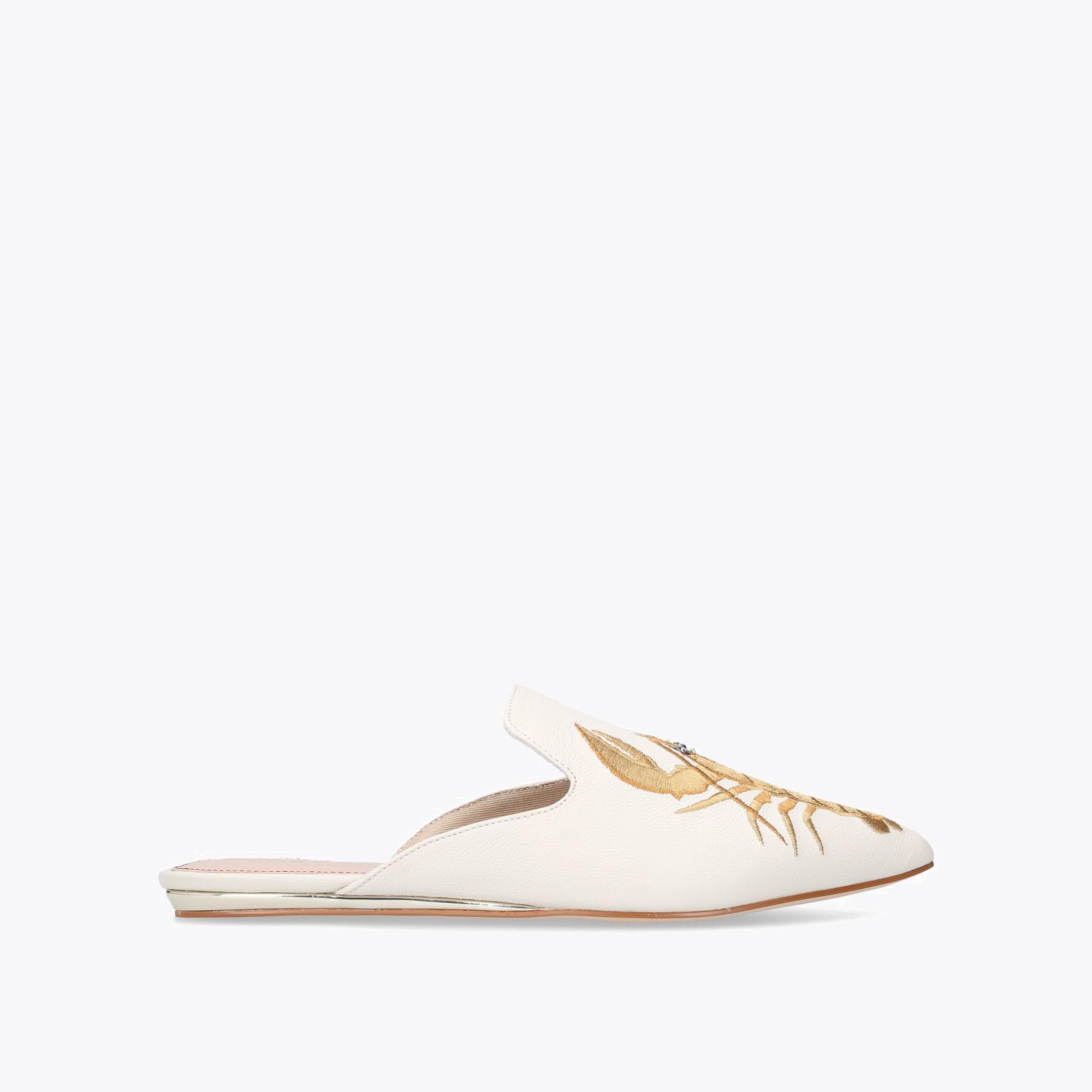 OTTER Cream Flat Slip On Lobster Mules by KURT GEIGER LONDON