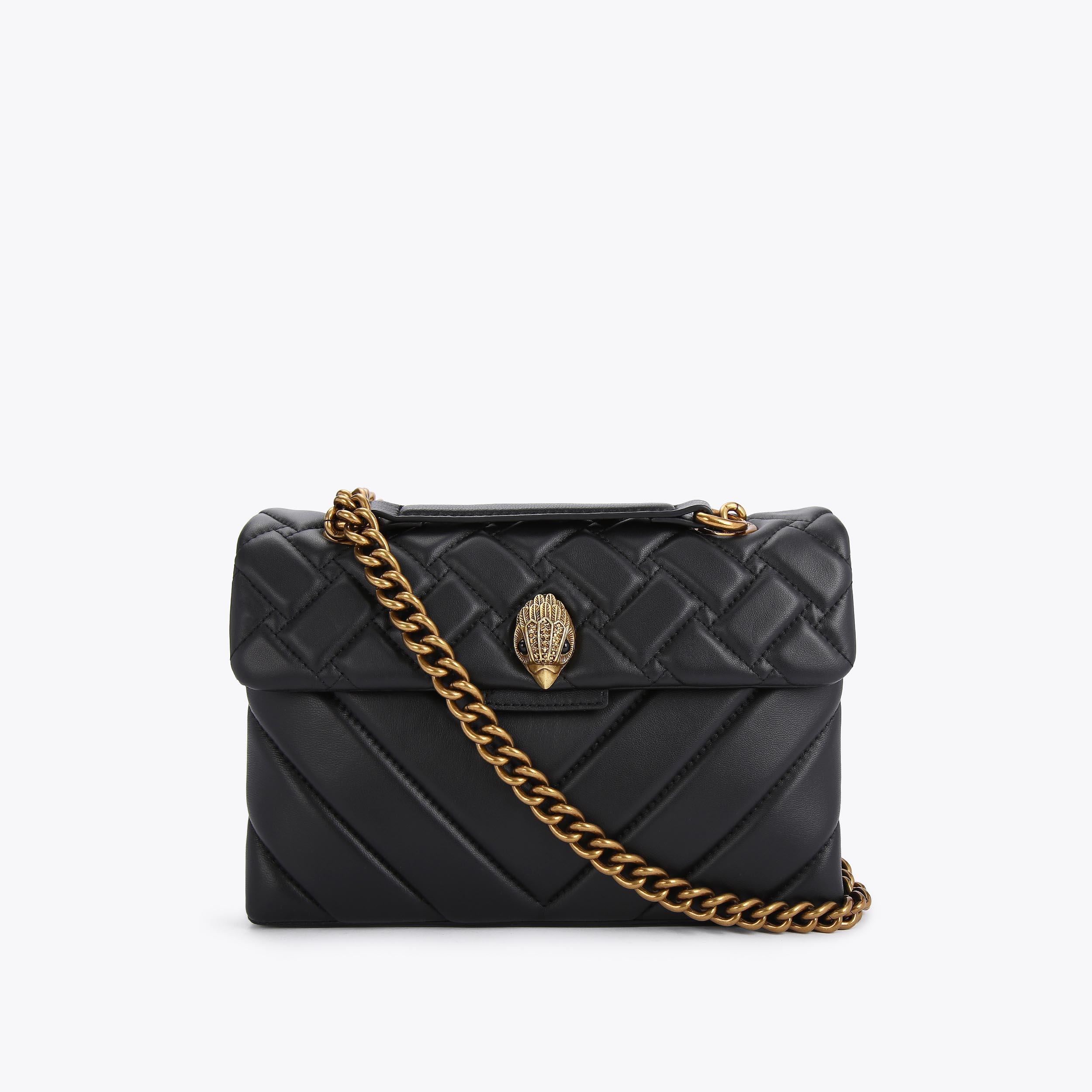 BLACK LEATHER KENSINGTON X BAG Gold Quilted Leather Bag by KURT