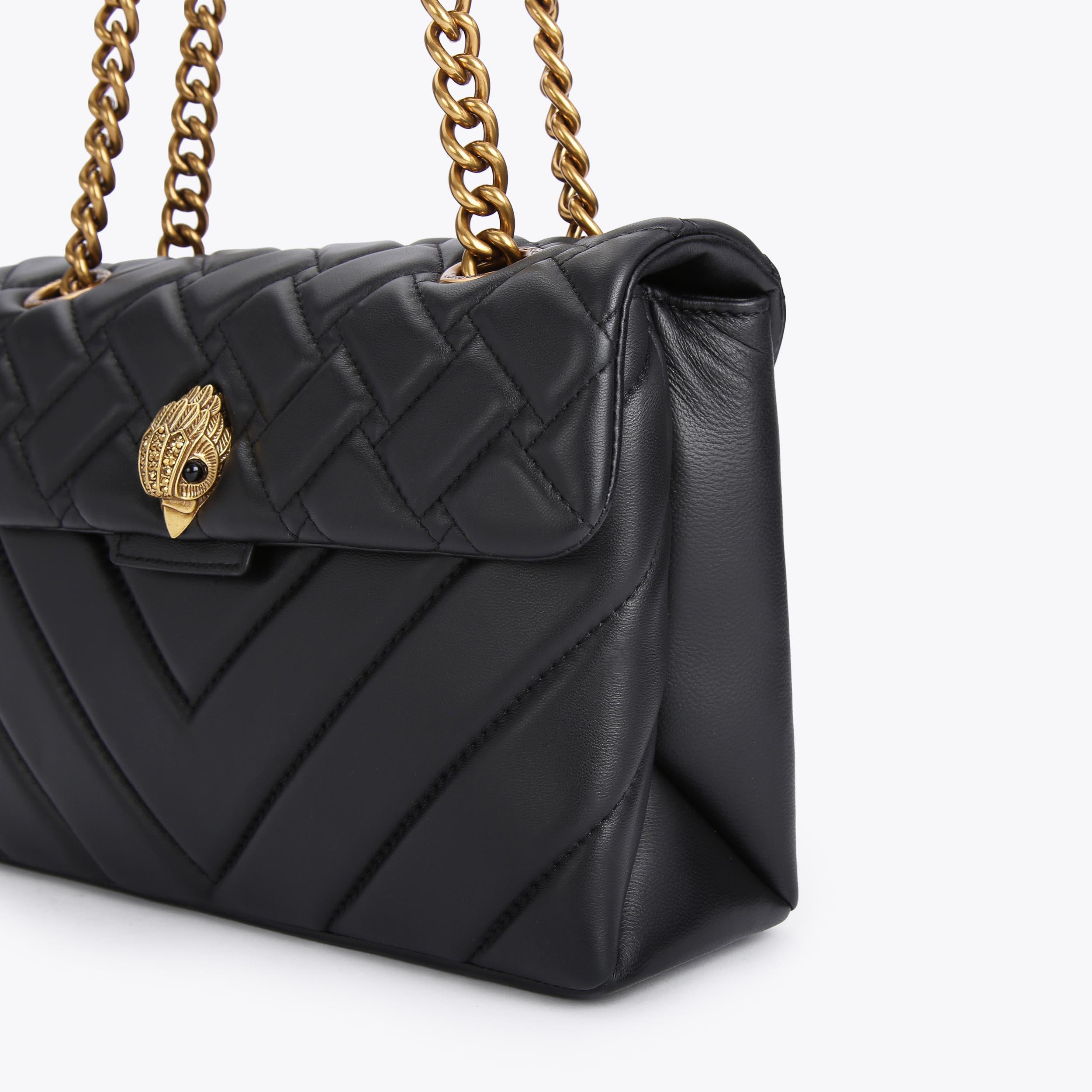 Black leather quilted handbag online