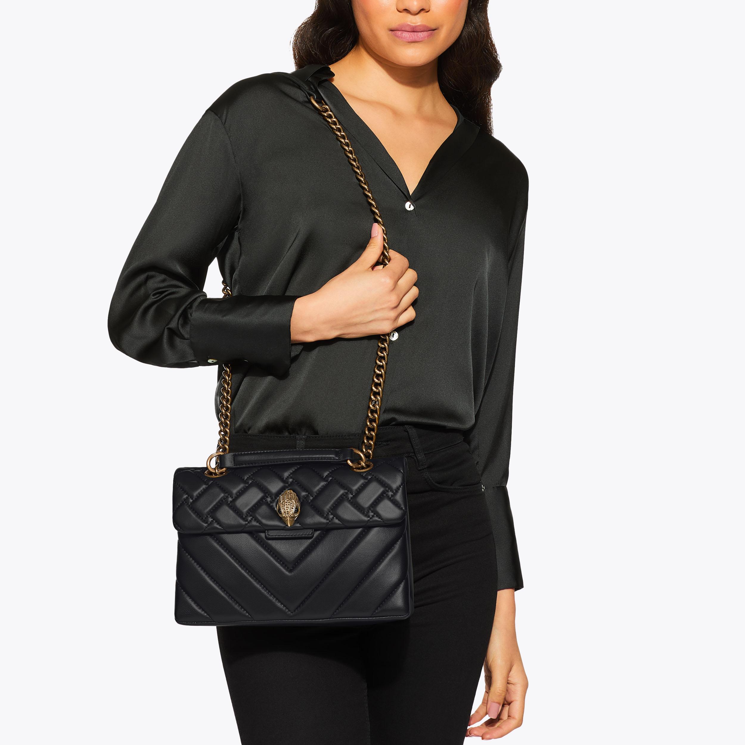 kurt geiger black leather kensington grab bag