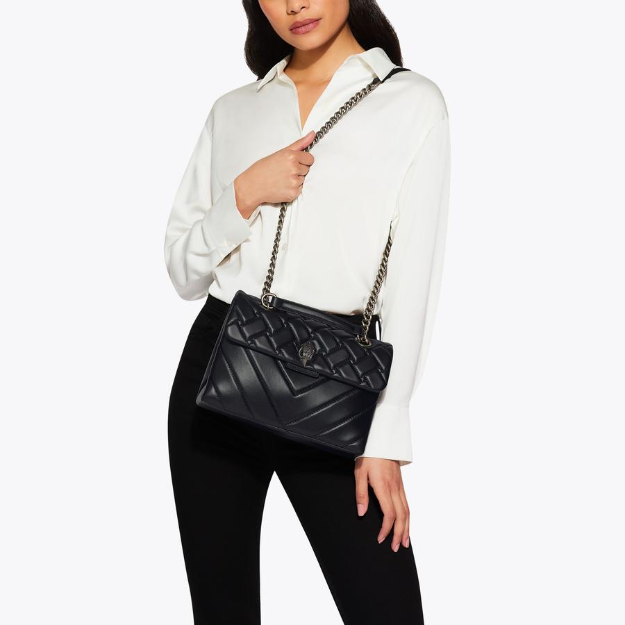 Leather Kensington X Bag Black Quilted Purse | Kurt Geiger
