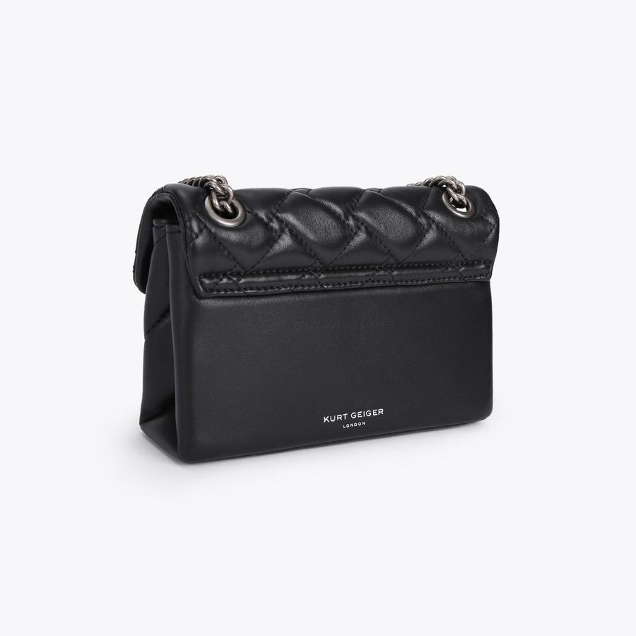 MINI KENSINGTON X BAG Black Quilted Leather Mini Purse by KURT GEIGER LONDON