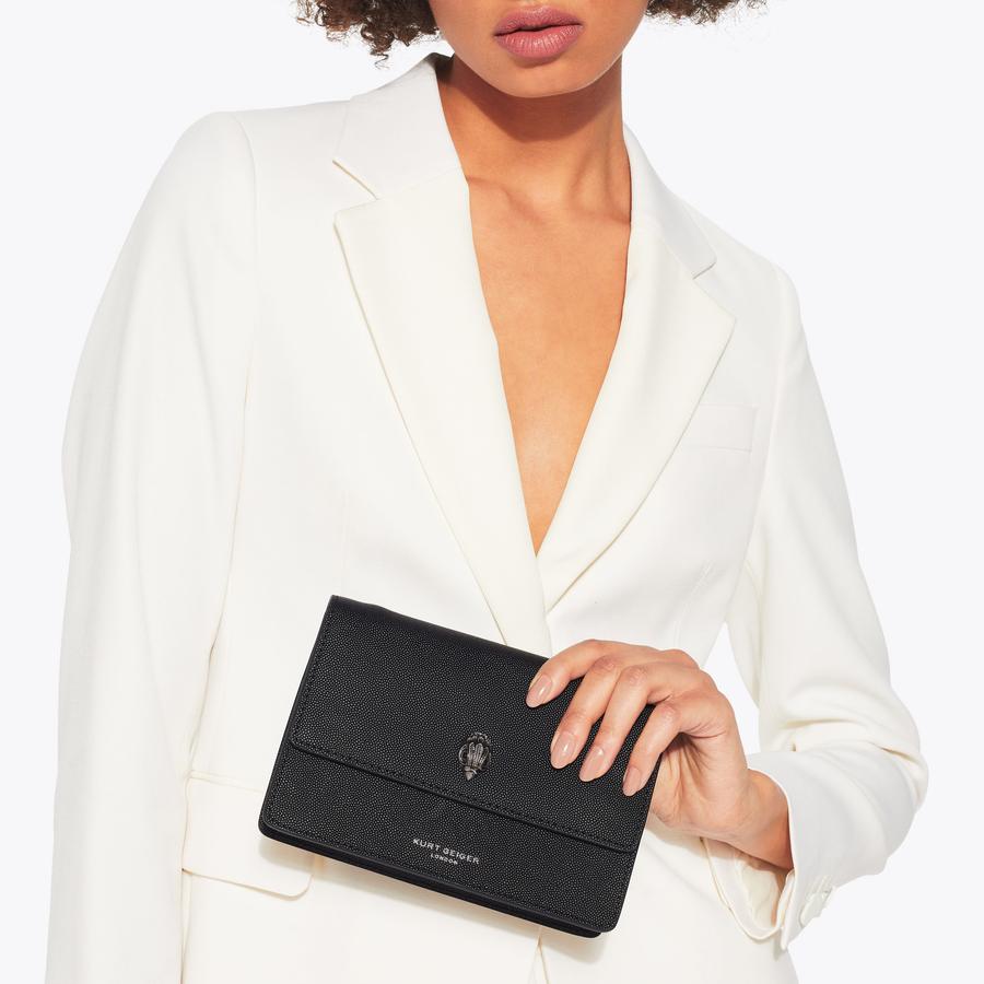 EXTRA MINI SHOREDITCH Black Textured Cross Body Purse by KURT