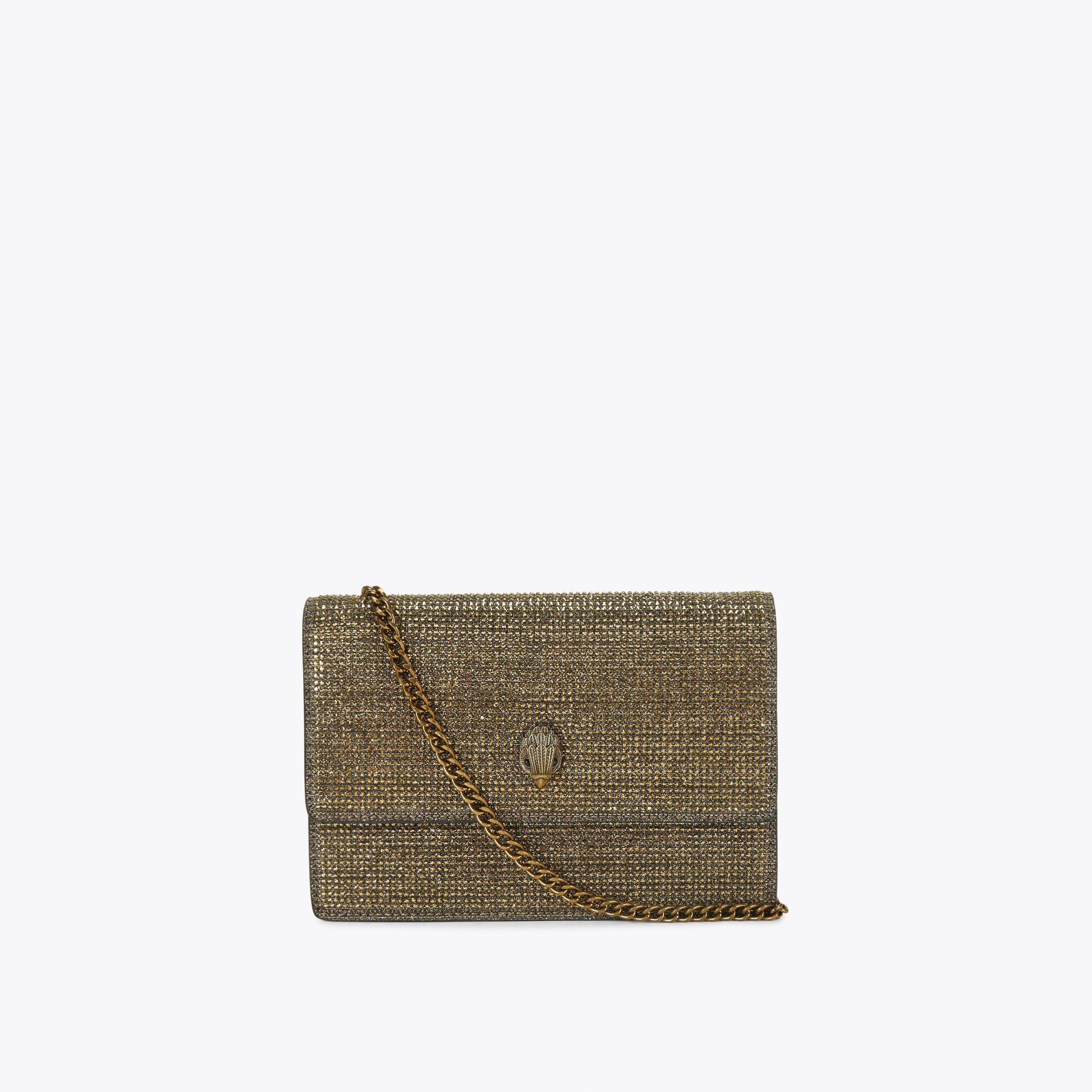 EXTRA MINI SHOREDITCH Gold Crystal Cross Body Purse by KURT GEIGER