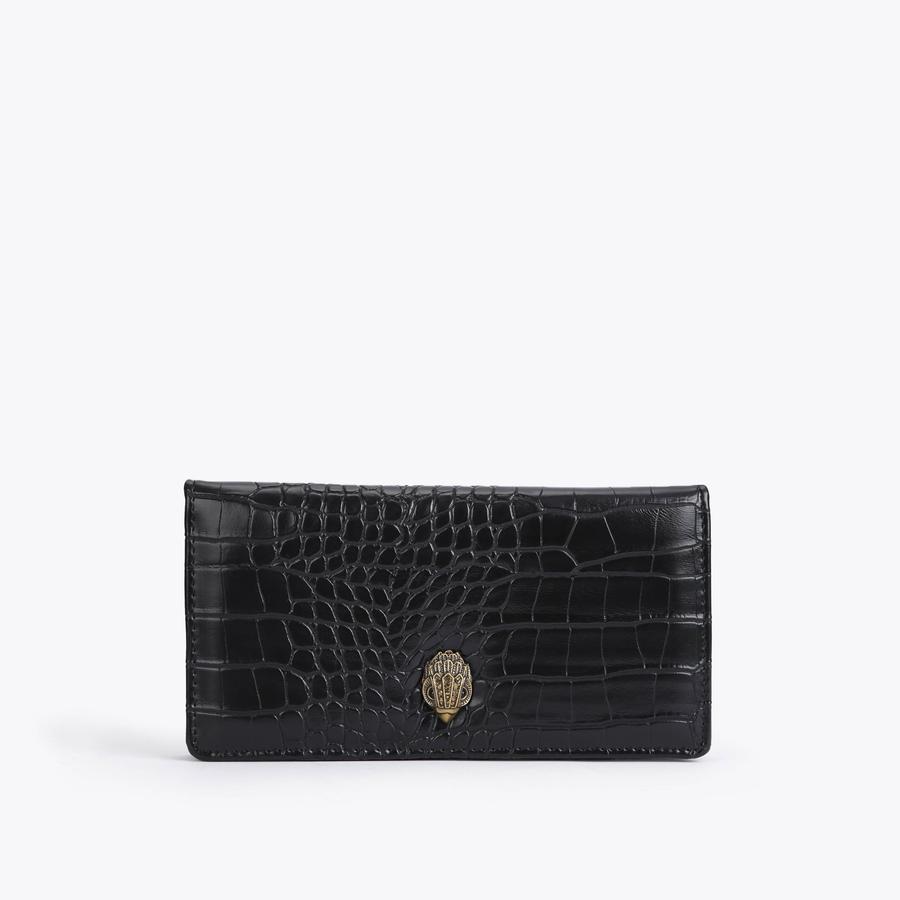 EAGLE WALLET Black Croc Purse In Gift Box by KURT GEIGER LONDON