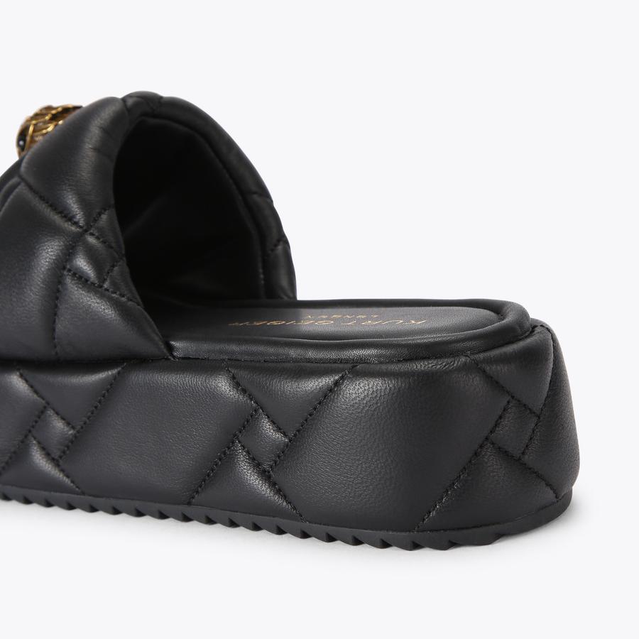 Kensington Puff Flatform Black Sandals | Kurt Geiger