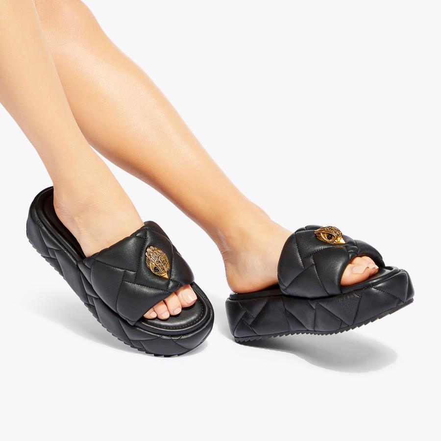 Kensington Puff Flatform Black Sandals | Kurt Geiger