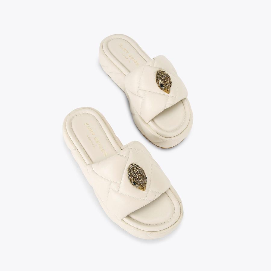 Kensington Platform Slides Bone Leather | Kurt Geiger