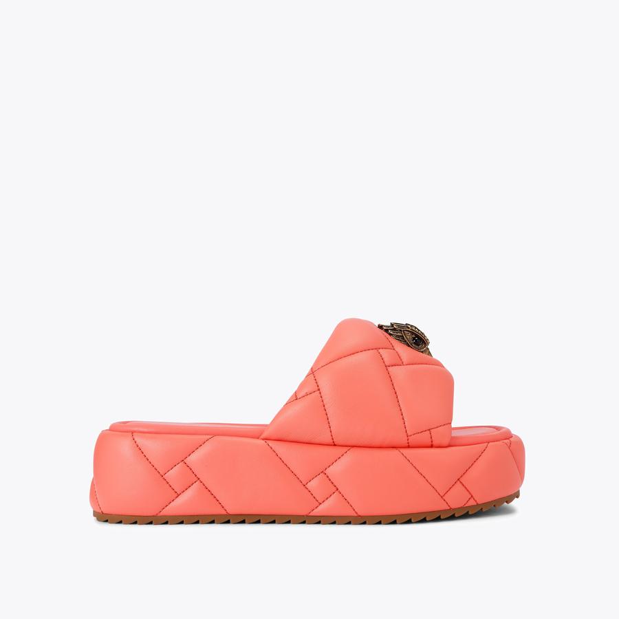 KENSINGTON PUFF FLATFORM Peach Leather Puff Chunky Sandal by KURT