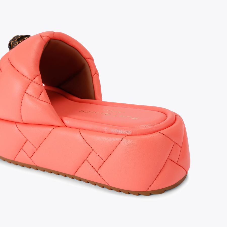 KENSINGTON PUFF FLATFORM Peach Leather Puff Chunky Sandal by KURT