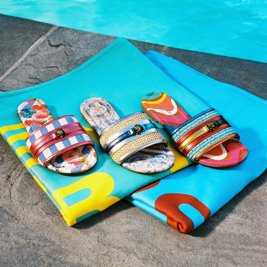 Blue Raffia Southbank Slide Sandals | Kurt Geiger