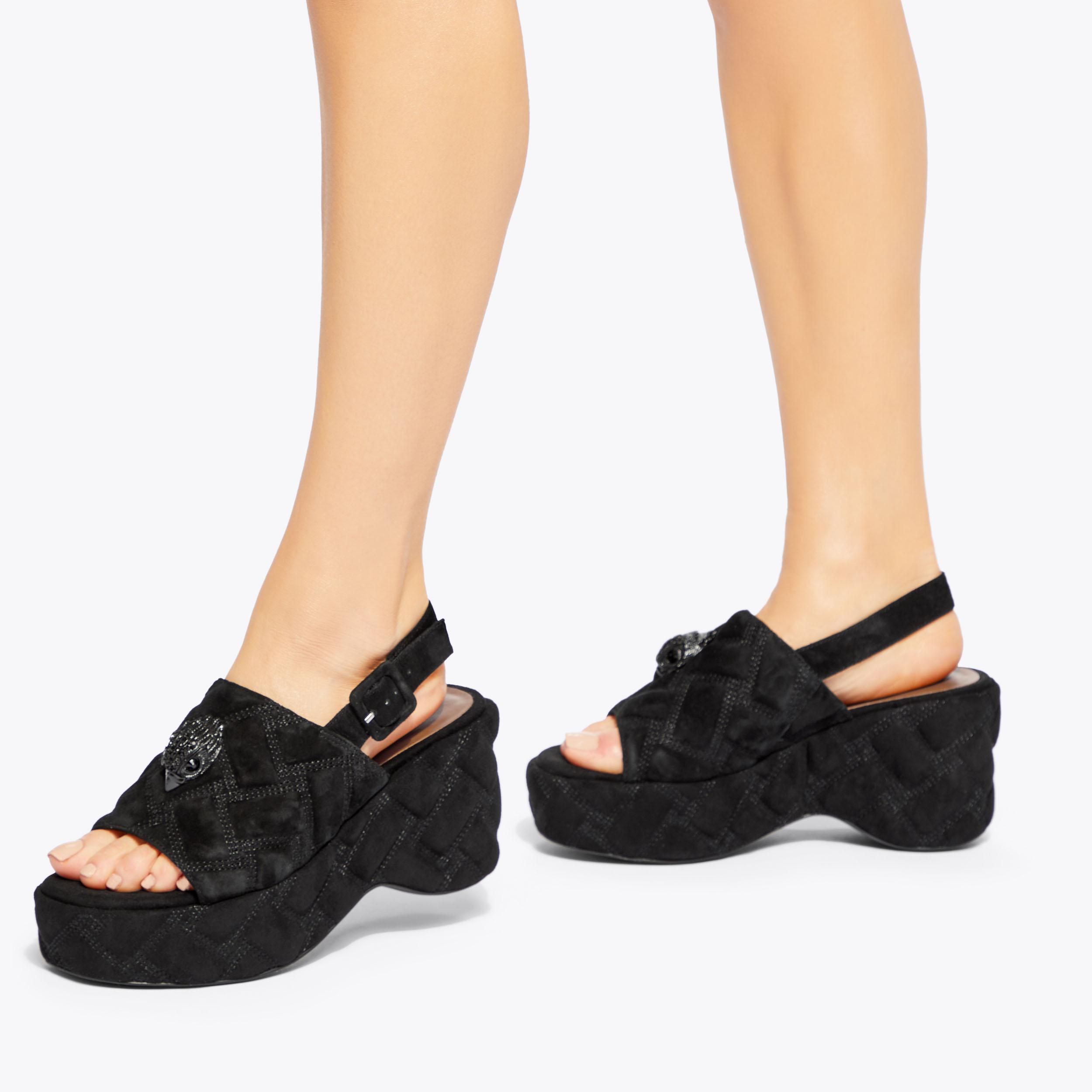 Kurt geiger black wedge sandals sale