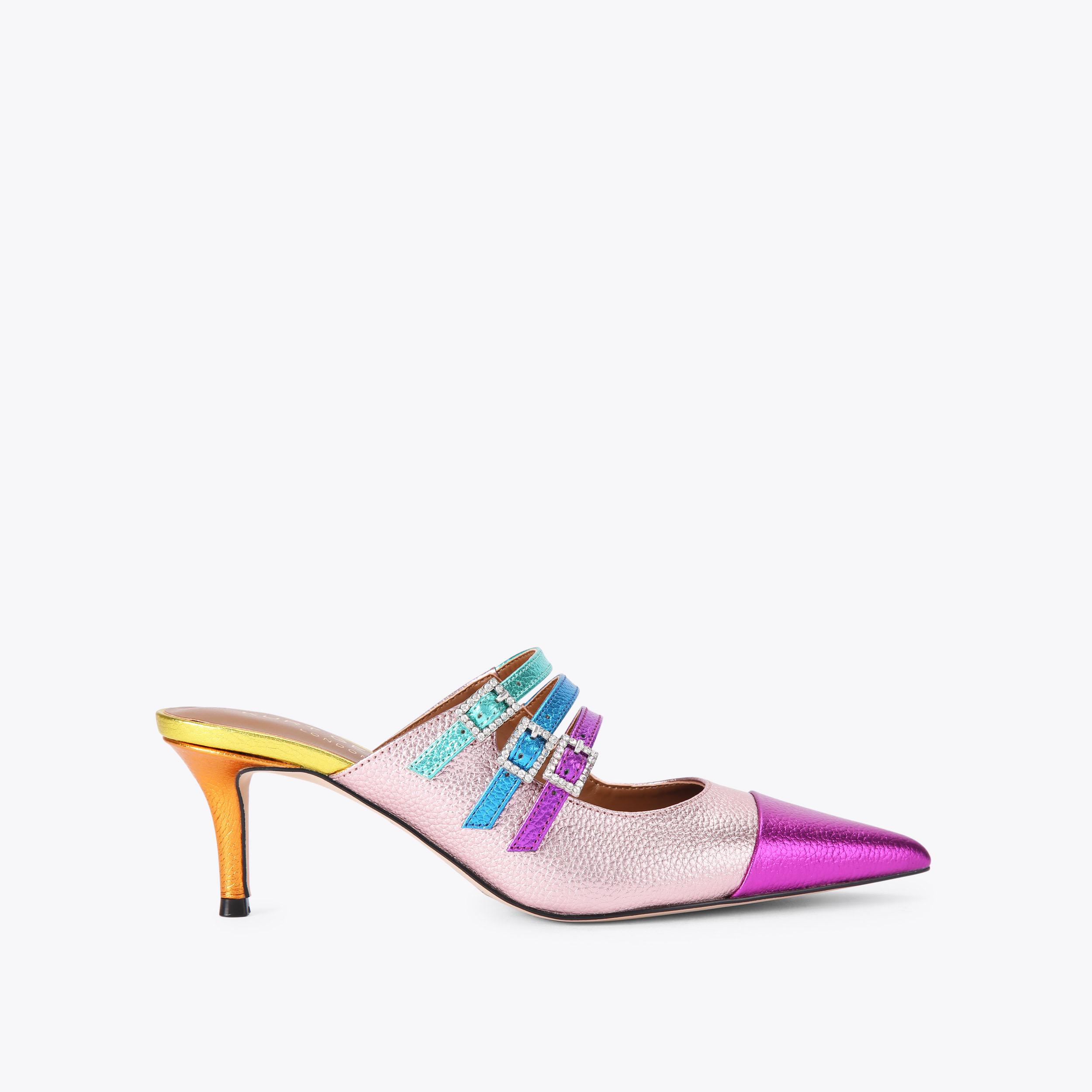 PIERRA MARY JANE MULE Rainbow Mule Heels by KURT GEIGER LONDON