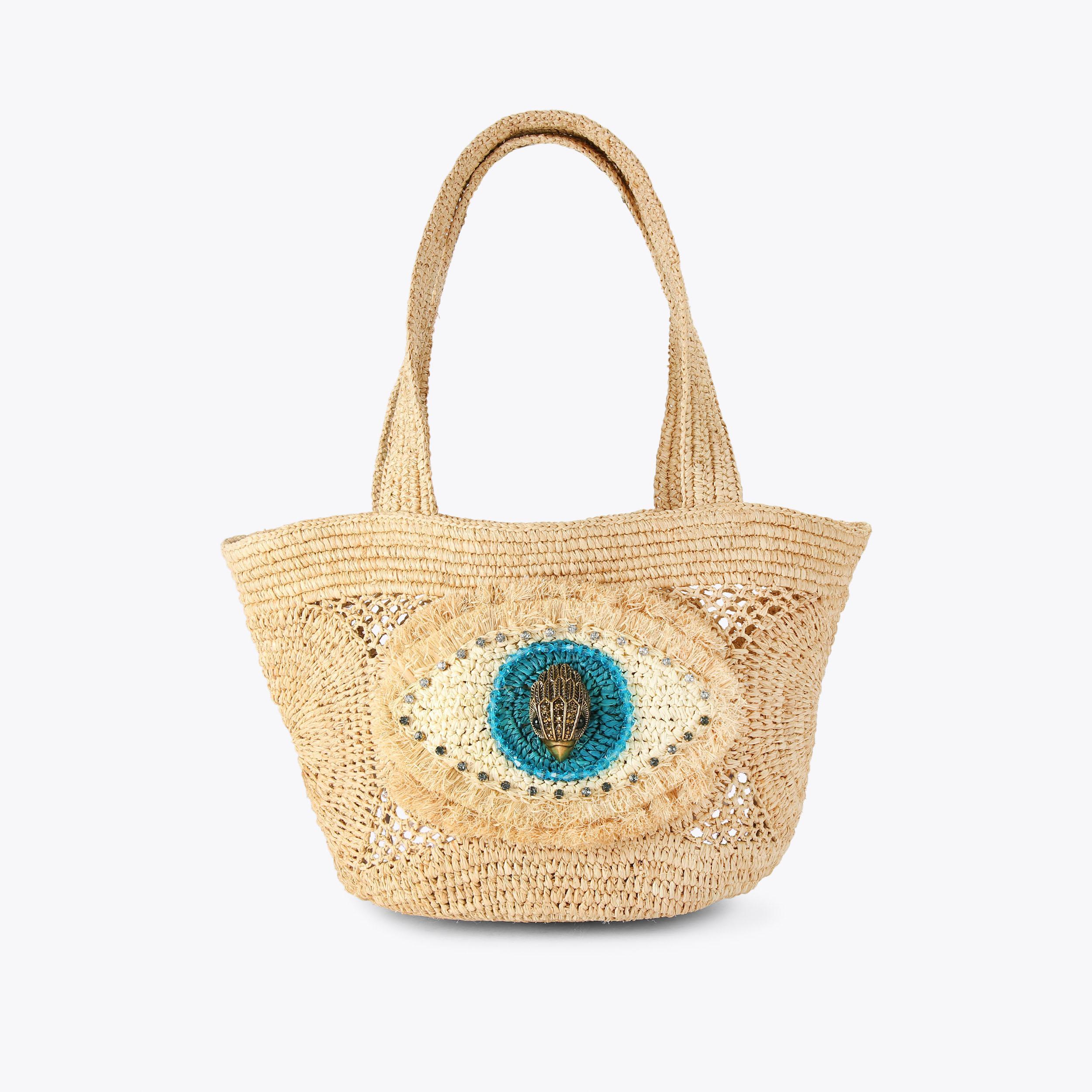 RAFFIA EYE BASKET TOTE Raffia Evil Eye Basket Tote Purse by KURT GEIGER LONDON