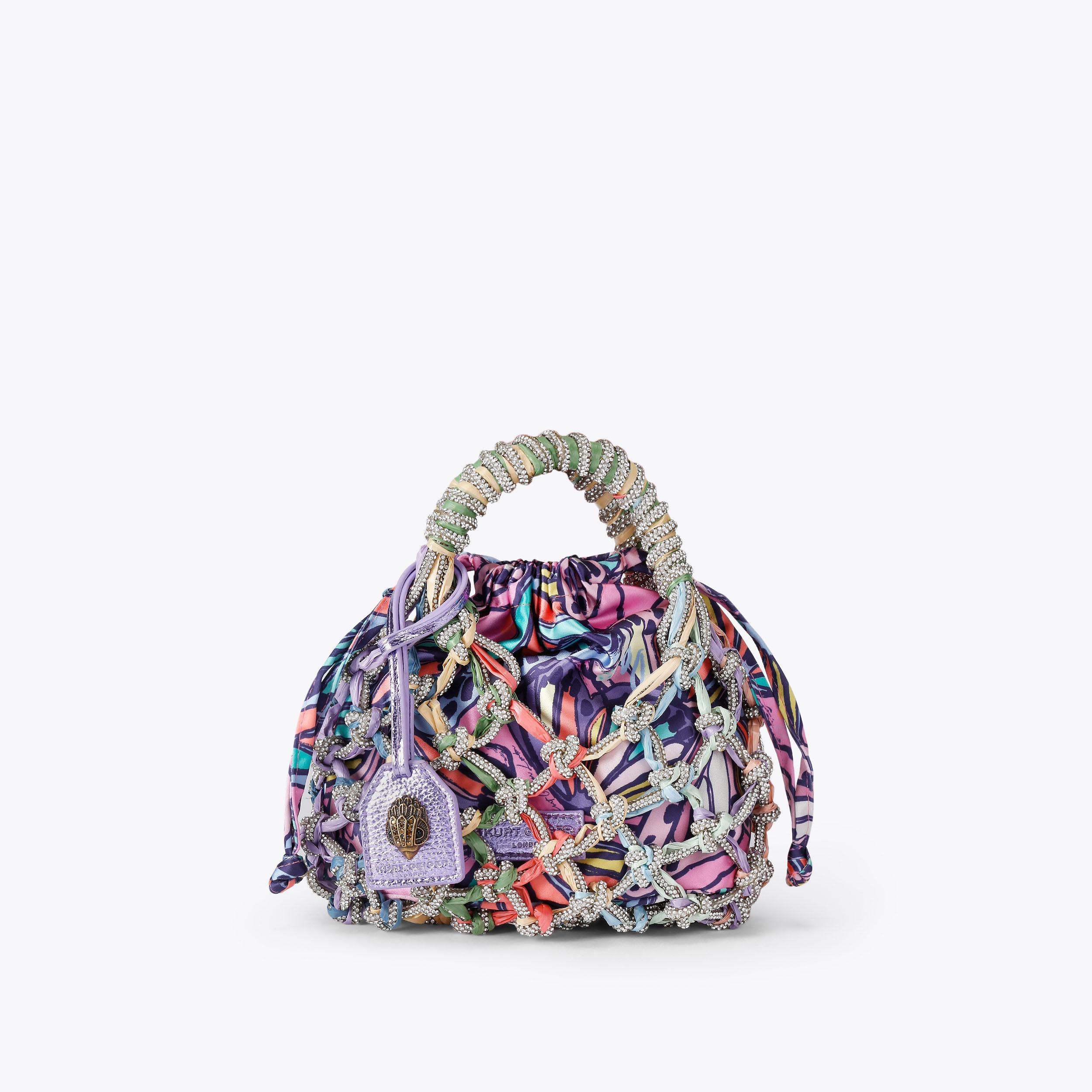 SM MACRAME CRYSTAL BAG Butterfly Printed Macrame Pouch Bag by Kurt