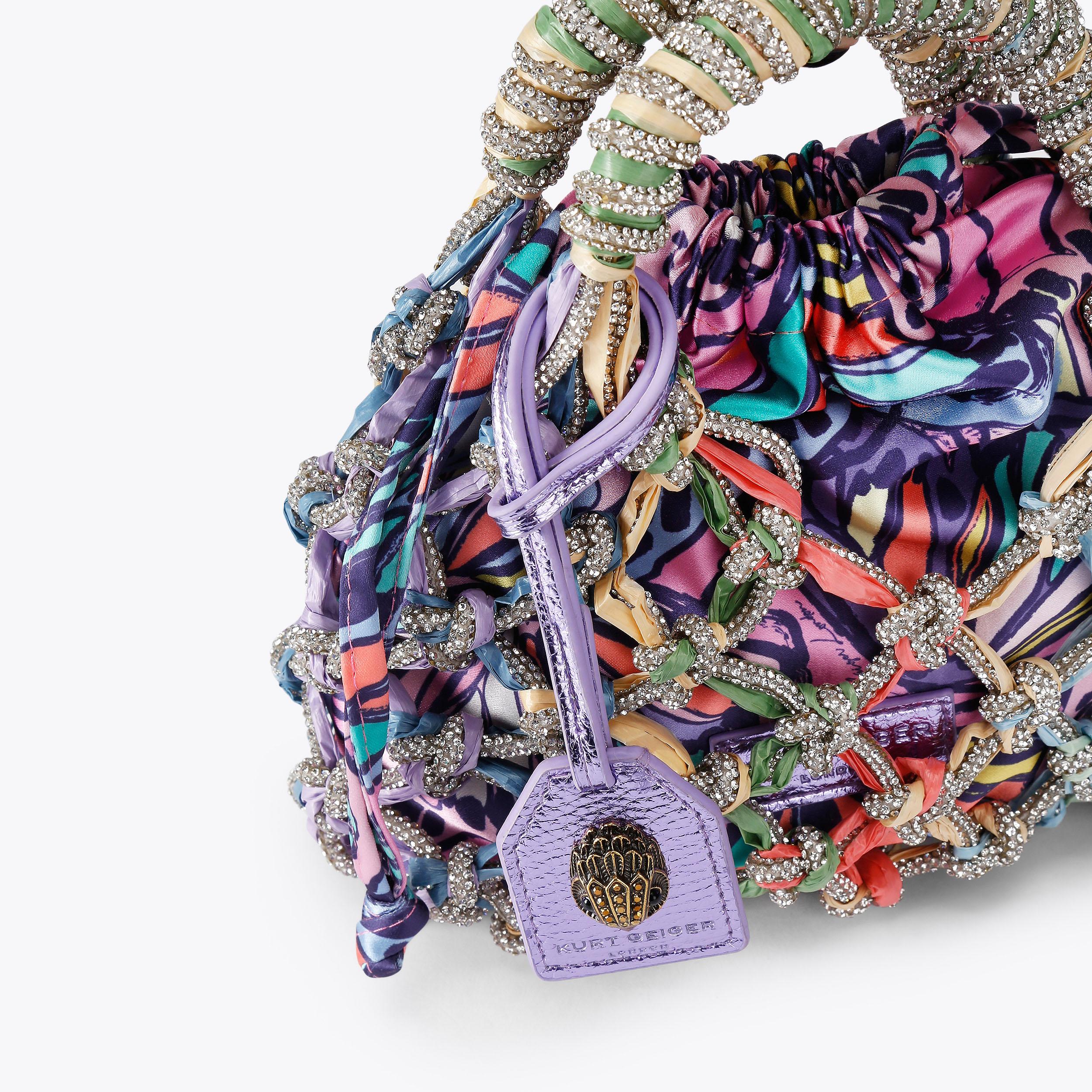 SM MACRAME CRYSTAL BAG Butterfly Printed Macrame Pouch Bag by Kurt