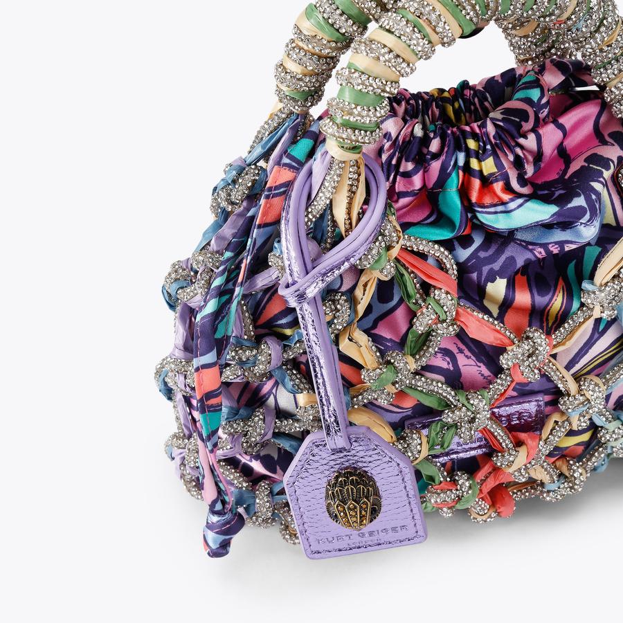 SM MACRAME CRYSTAL BAG Butterfly Printed Macrame Pouch Bag by Kurt