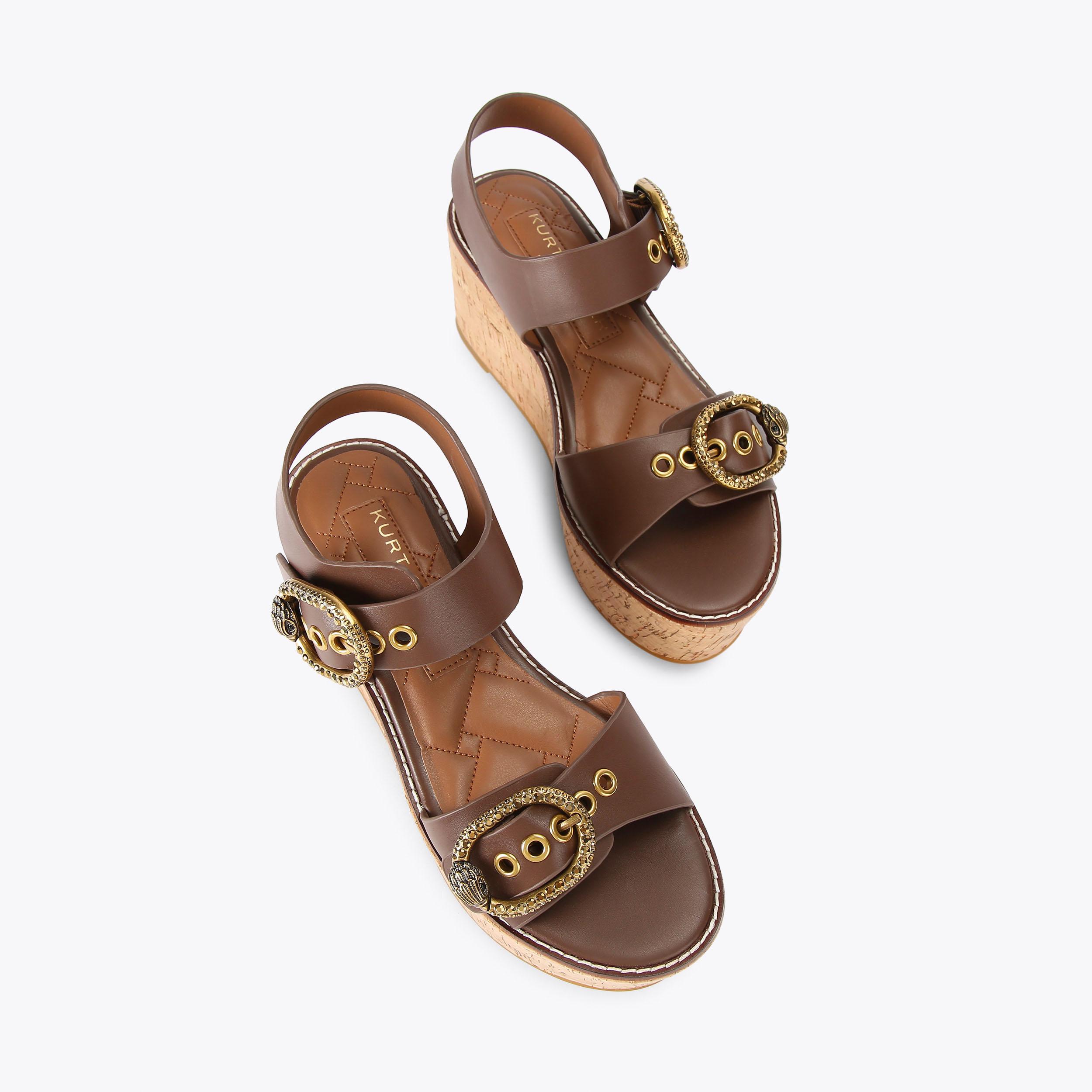MAYFAIR FLATFORM SANDAL Brown Flatform Wedge Sandal by KURT