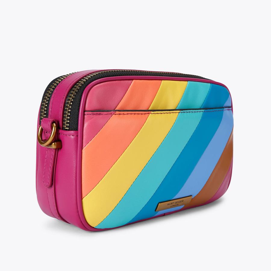 ●CROSS CONTRAST COLORS　2点セット 2ZIP KENSINGTON CAMERA P Rainbow Leather Camera Purse by