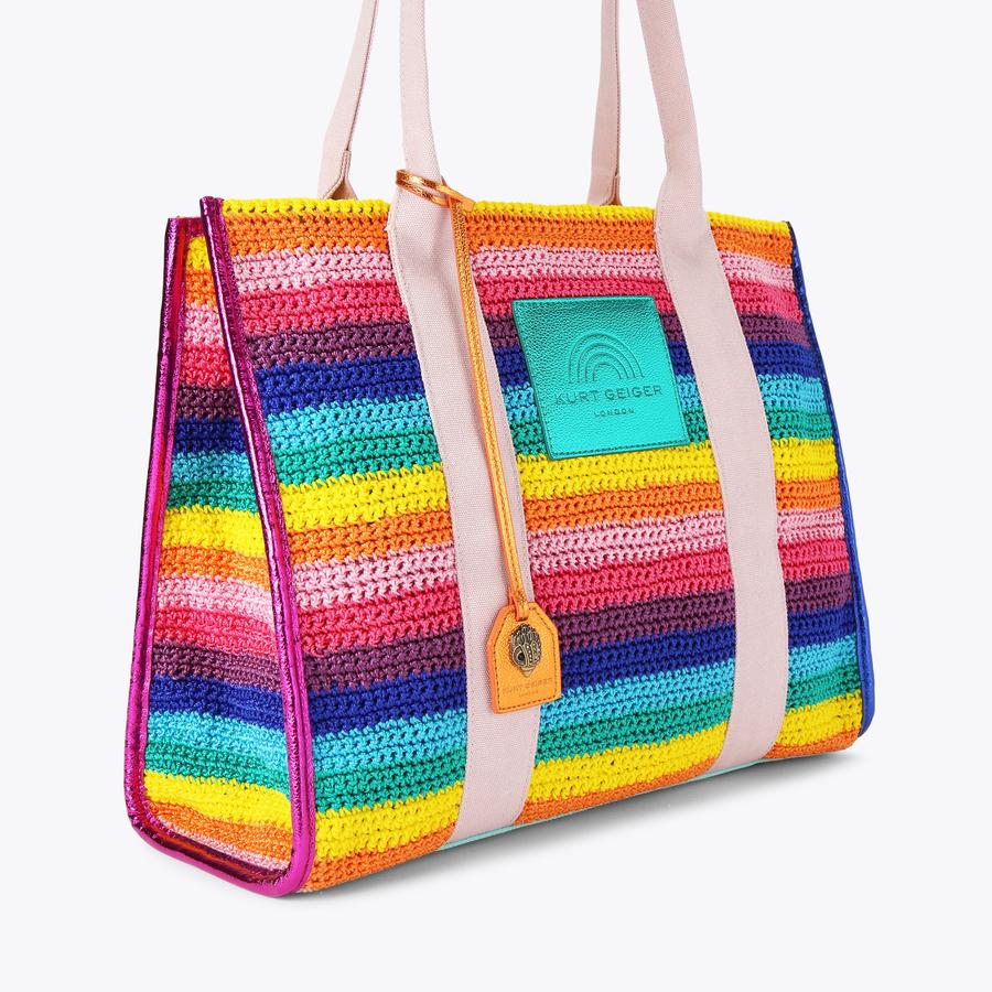 CROCHET LG SOUTHBANK TOTE Crochet Striped Tote by KURT GEIGER LONDON