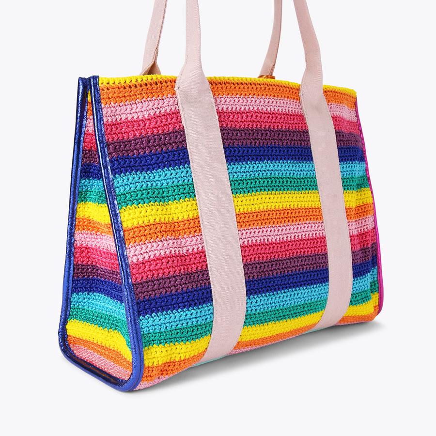 【さぶみっと】GLEN 3WAY TOTE BAG CROCHET LG SOUTHBANK TOTE Crochet Striped Tote by KURT GEIGER LONDON