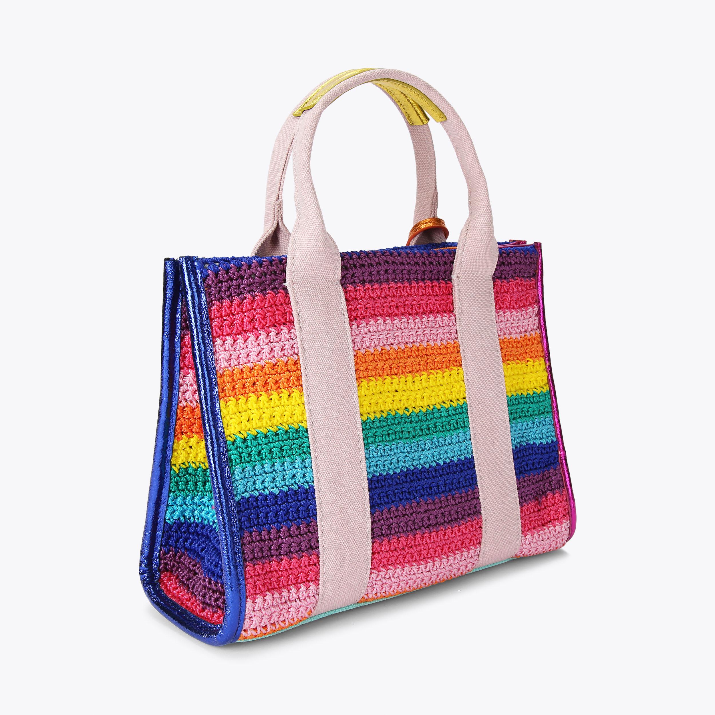 CROCHET SM SOUTHBANK TO Rainbow Stripe Tote Purse by KURT GEIGER