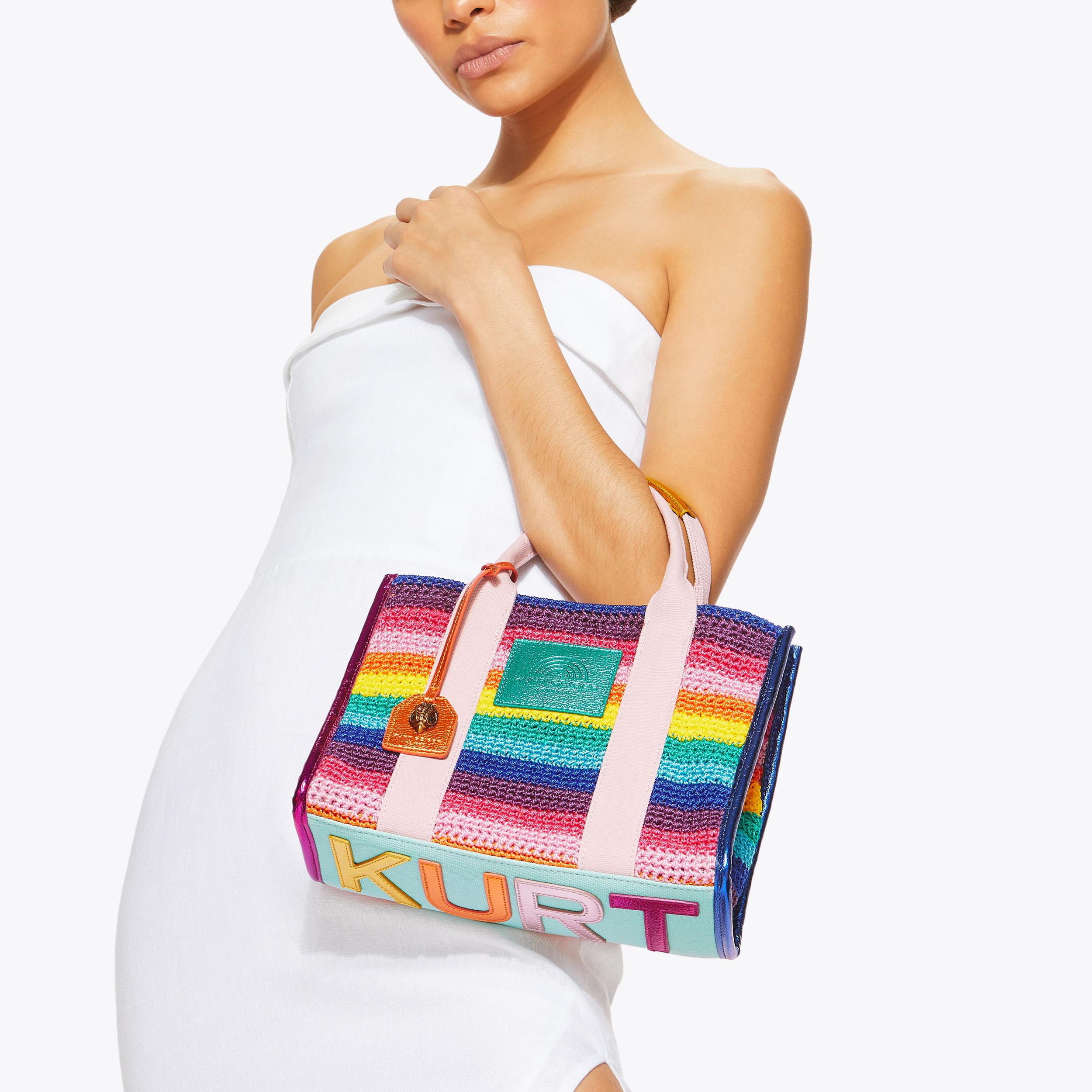 CROCHET SM SOUTHBANK TO Rainbow Stripe Tote Purse by KURT GEIGER