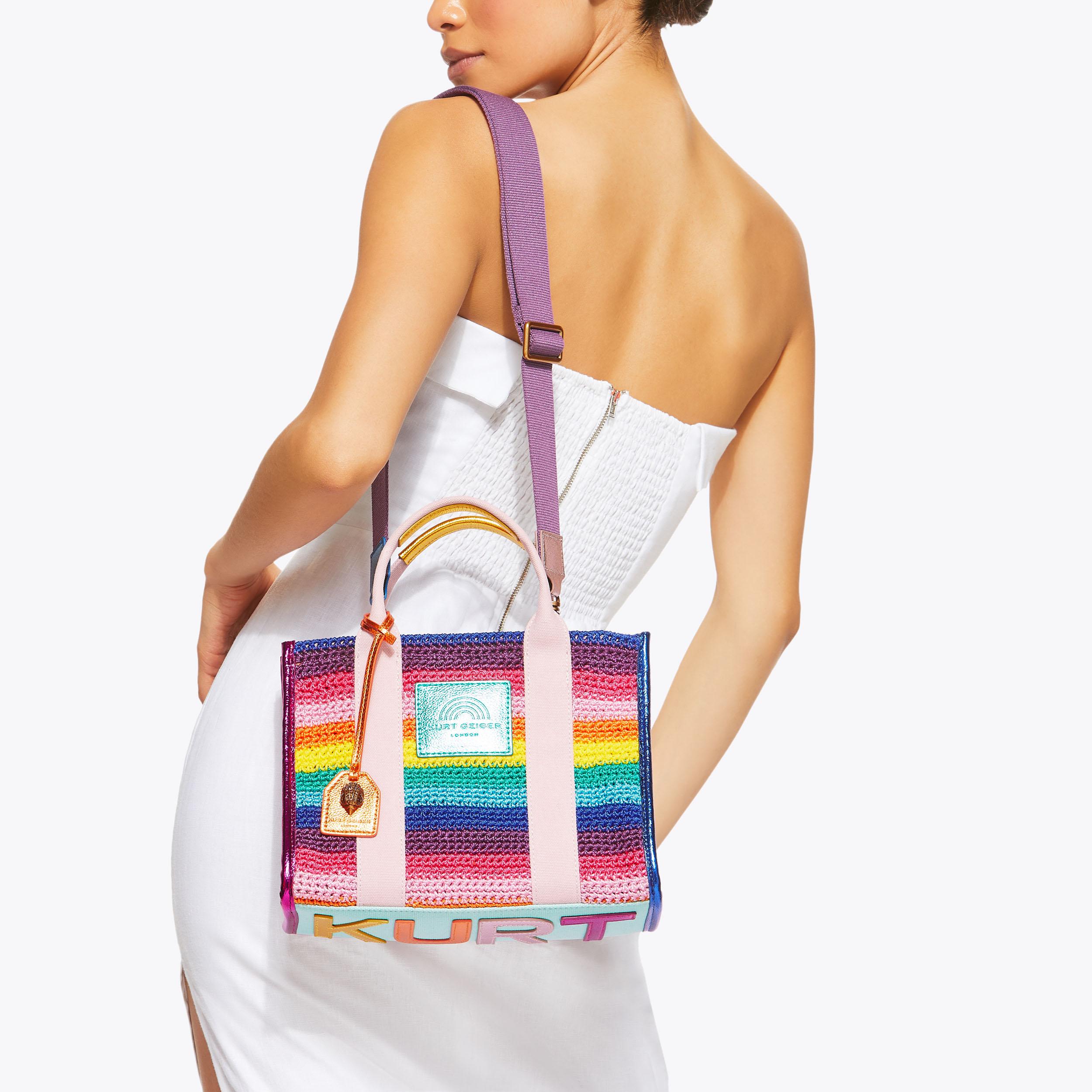 CROCHET SM SOUTHBANK TO Rainbow Stripe Tote Purse by KURT GEIGER