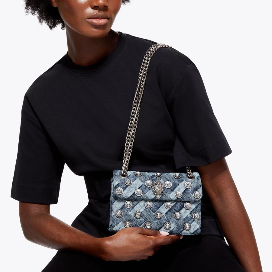 CRYSTALS MINI KENSINGTON Denim Crystal Cross Body Purse by KURT